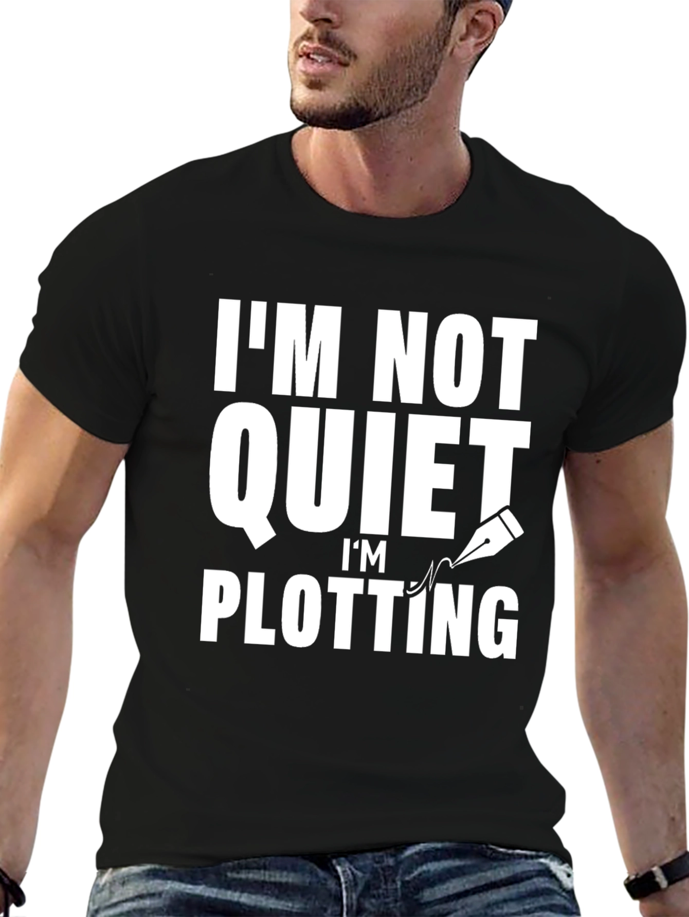 Black I'm Not Quiet I'm Plotting Novelist Black T-Shirt view 6