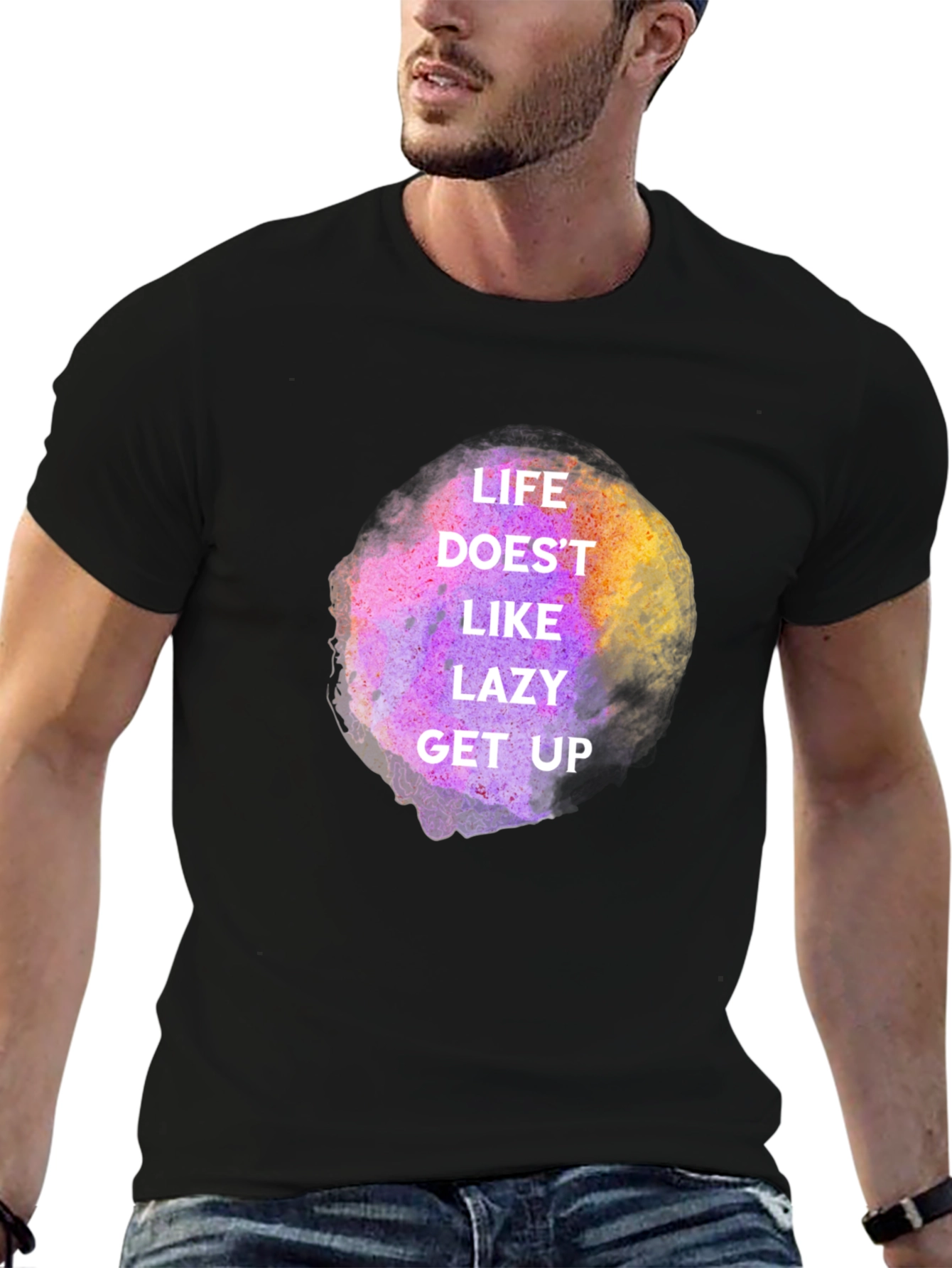 Black Life Doesn't Like Lazy Get Up Graphic Tee - Black view 6