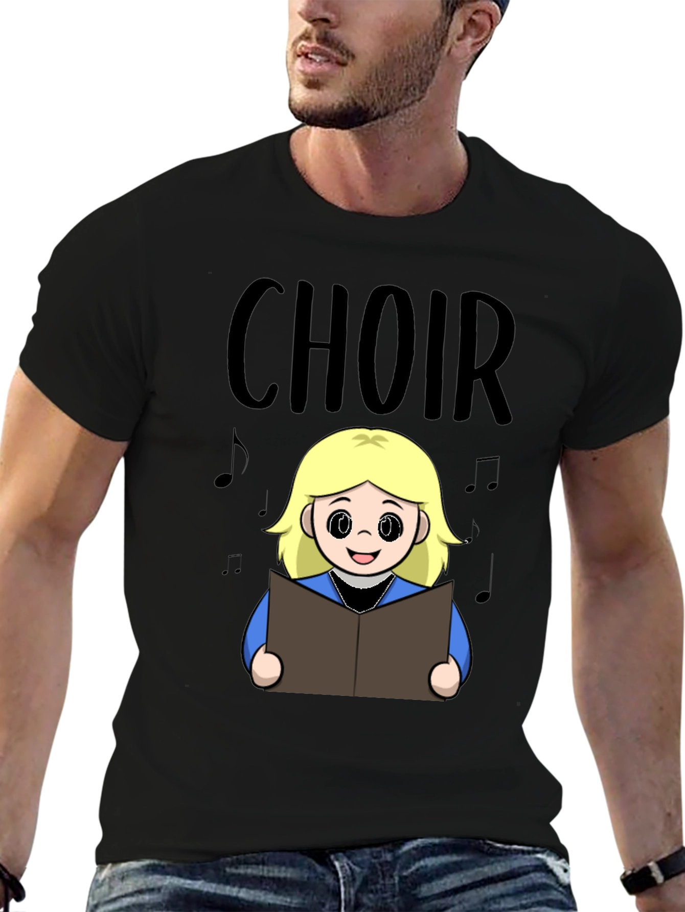 Black Choir Girl Cartoon T-Shirt view 6