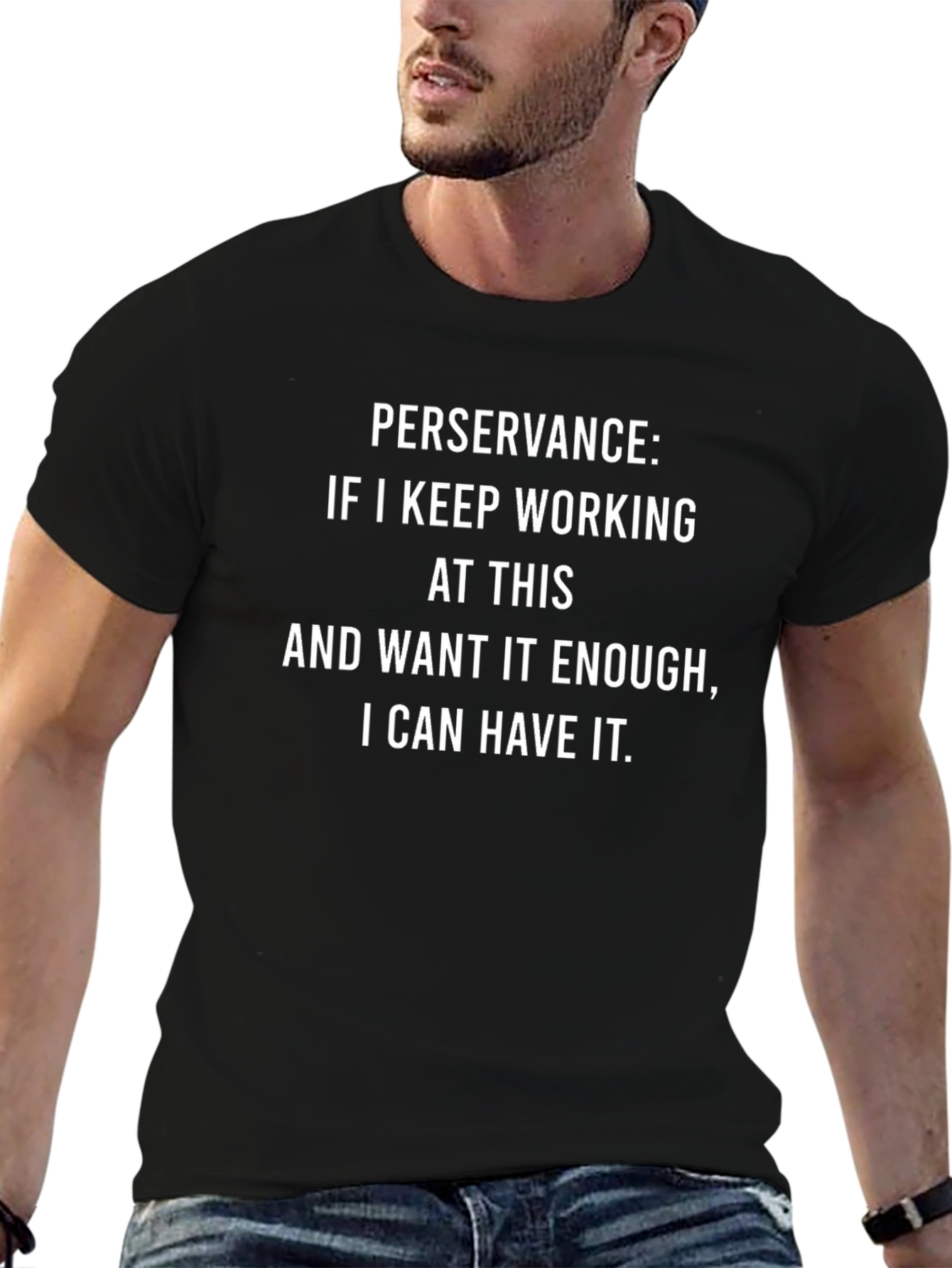 Black Perseverance Motivational T-Shirt view 6