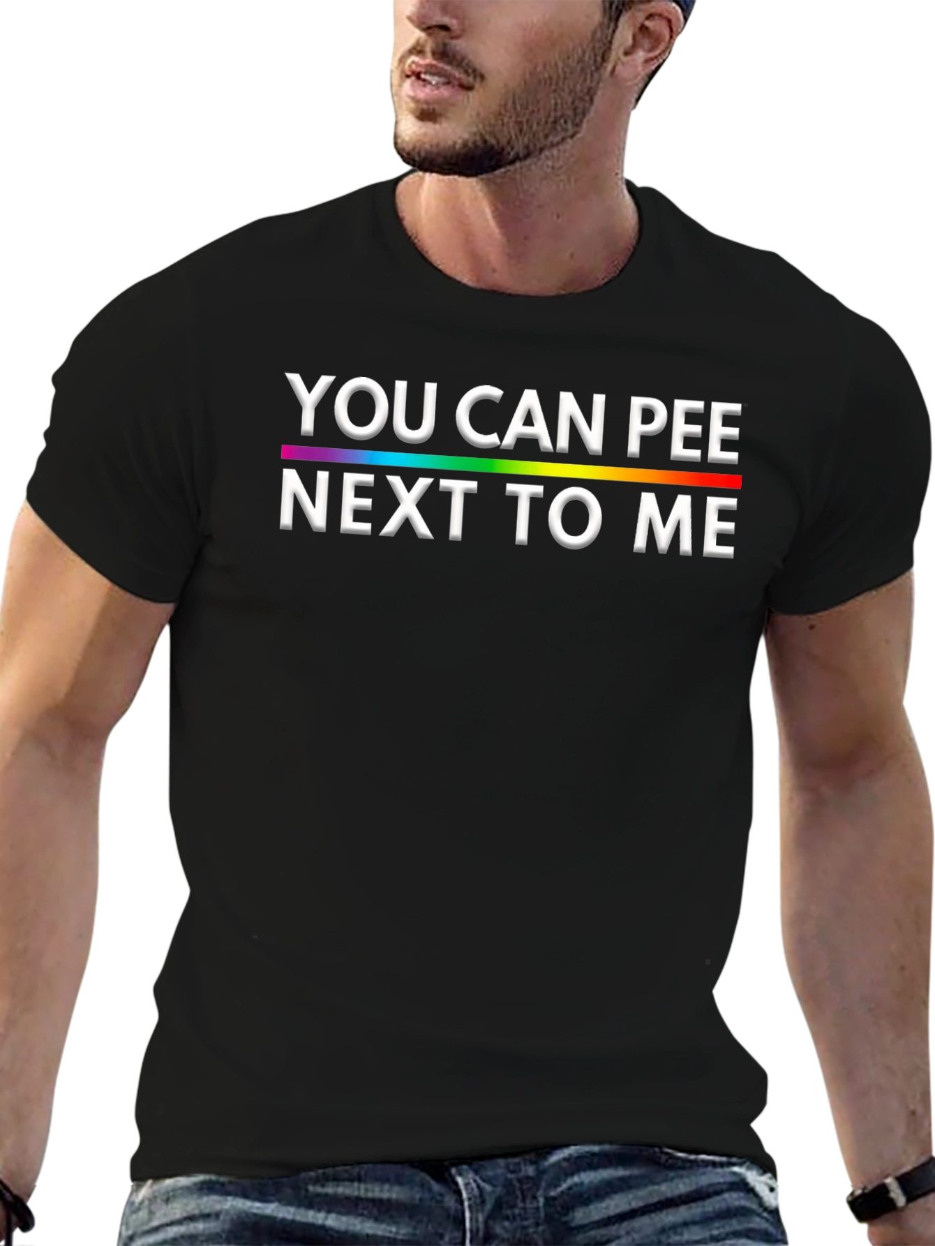 Black You Can Pee Next To Me T-Shirt - Pride Rainbow Tee view 6