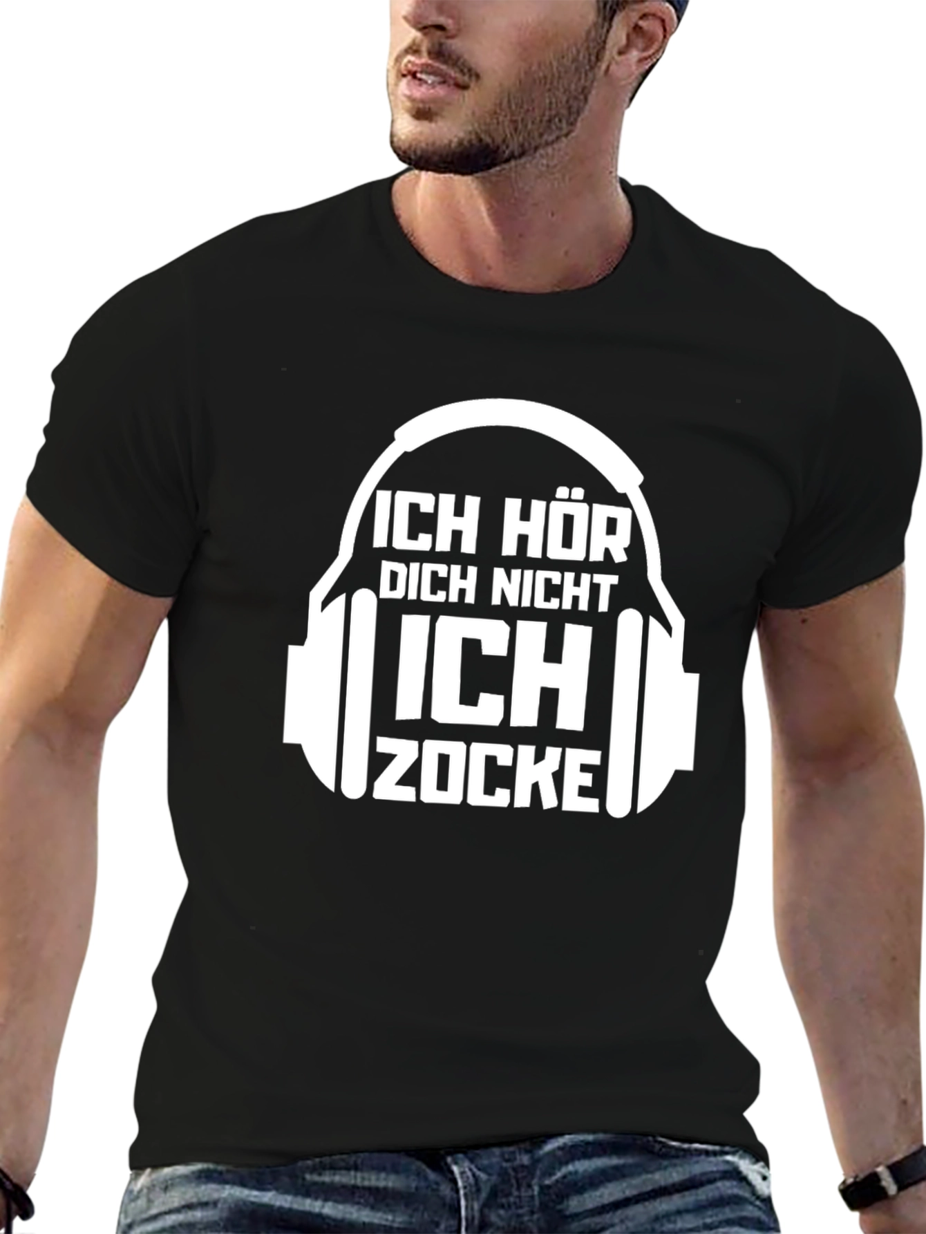 Black Ich Hore Dich Nicht Ich Zocke Black Tee view 6