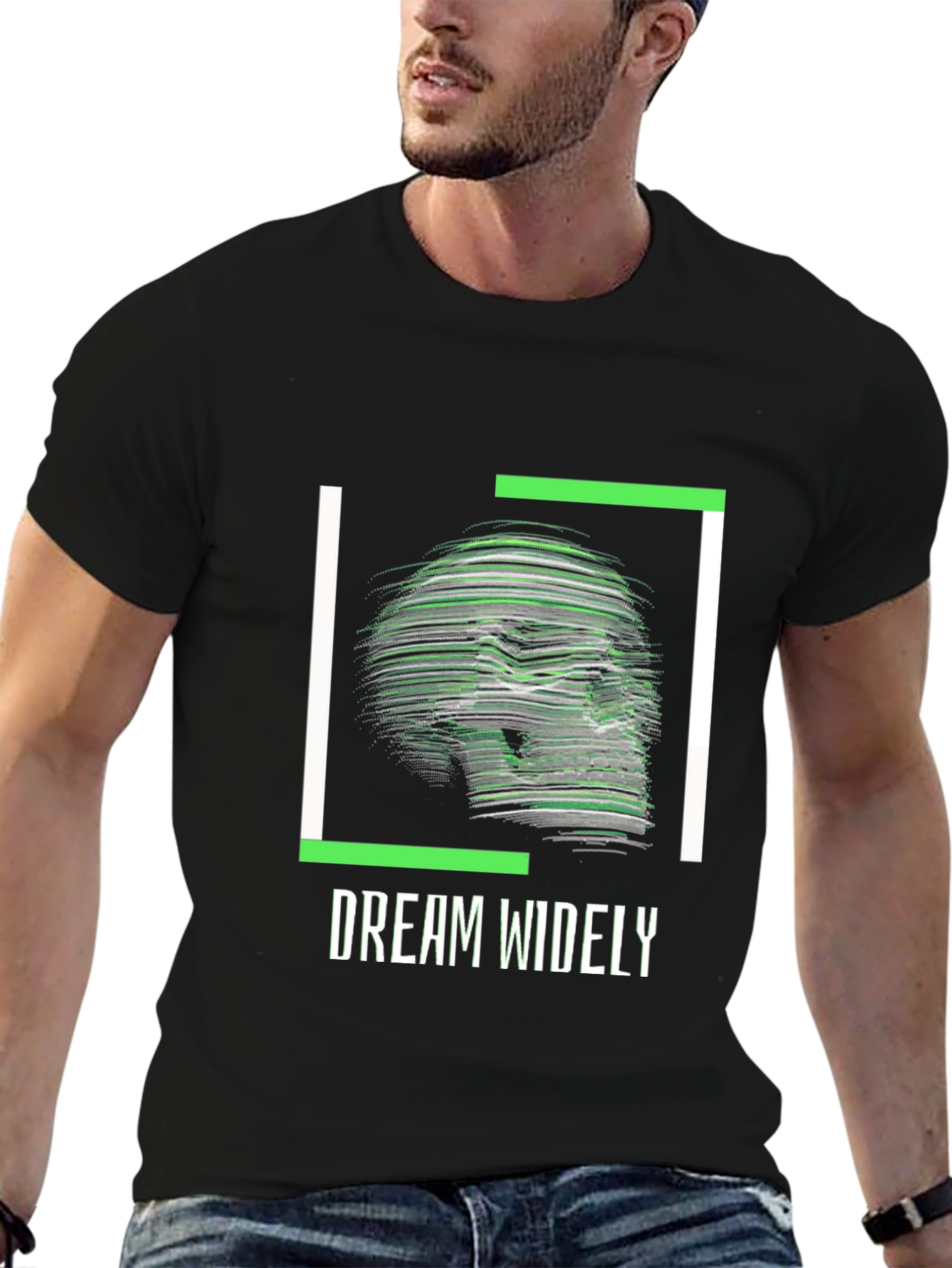Black Dream Widely Graphic T-Shirt - Modern Skull Design view 6