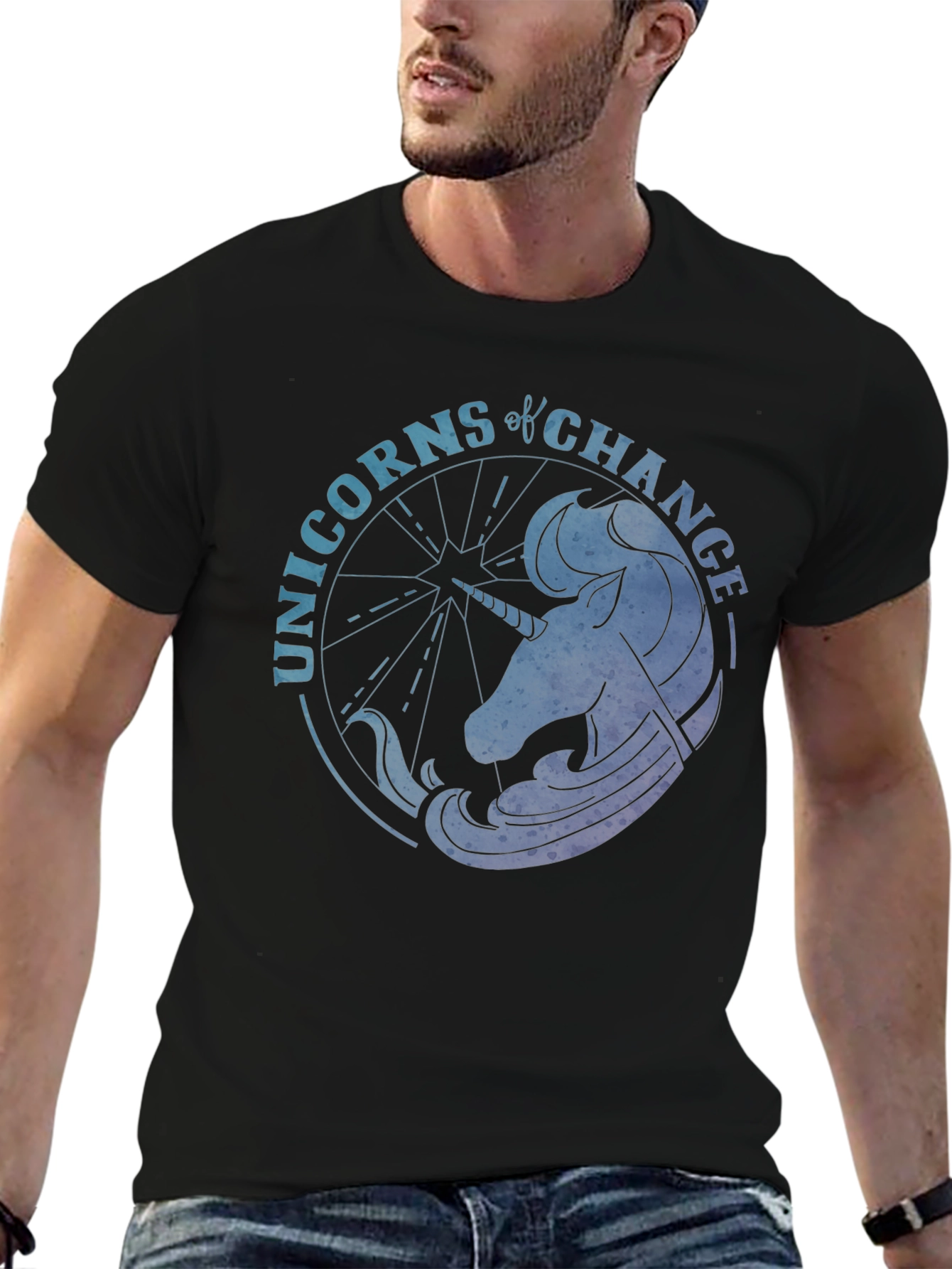 Black Unicorns of Change Black T-Shirt view 6