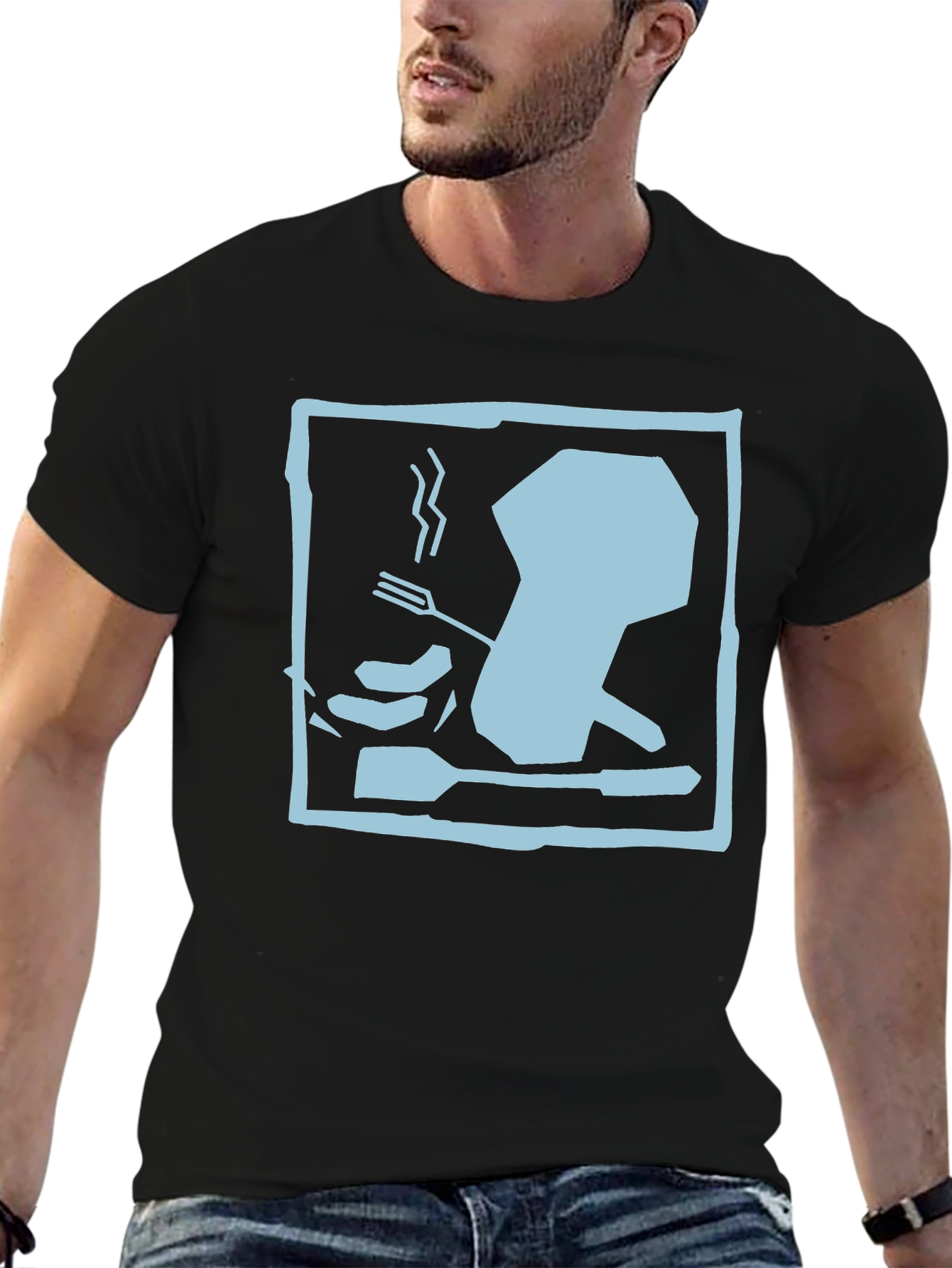 Black Chef Hat Silhouette Graphic T-Shirt - Black view 6