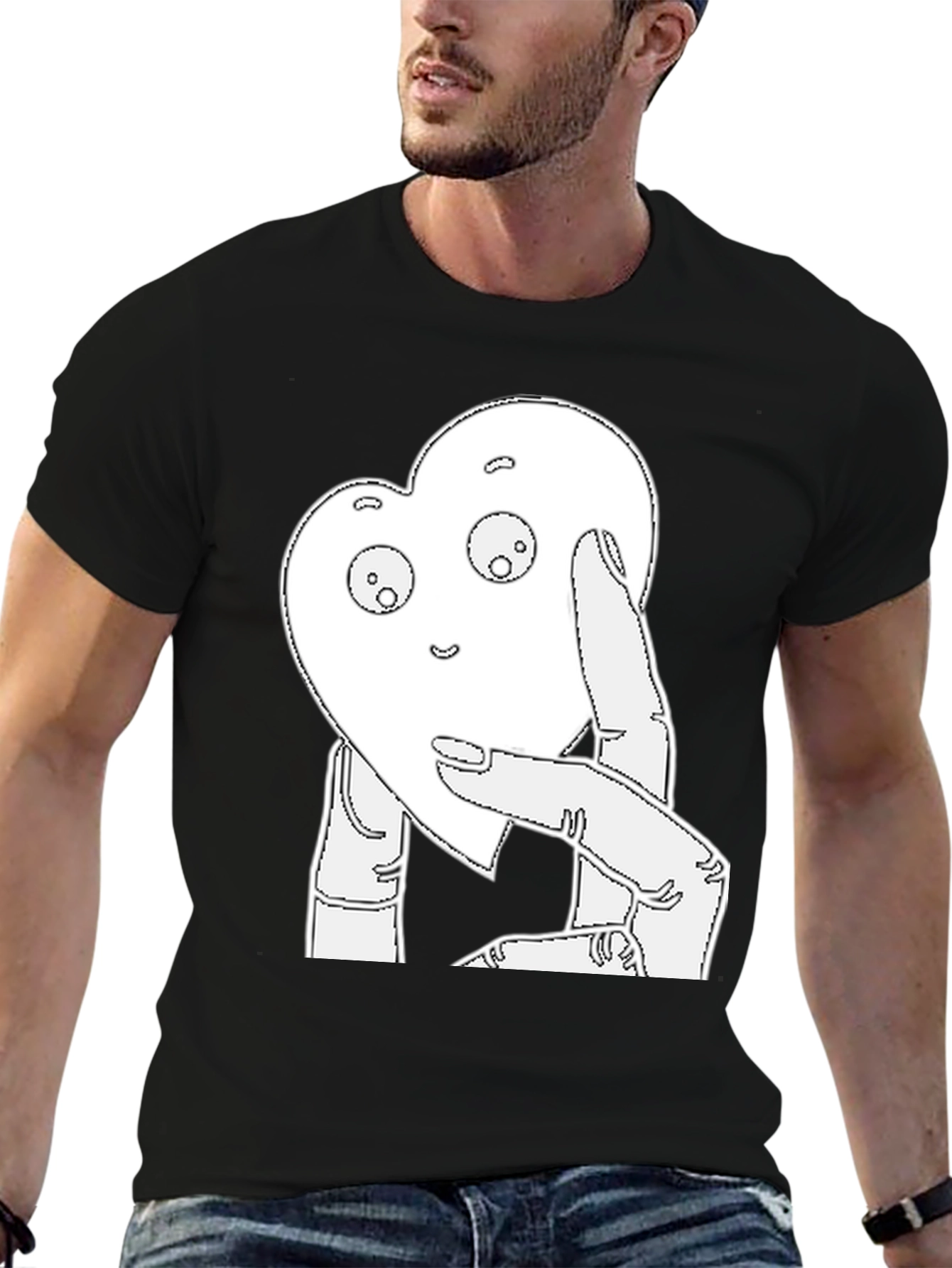 Black Heart-Shaped Friend Graphic Tee - Black view 6