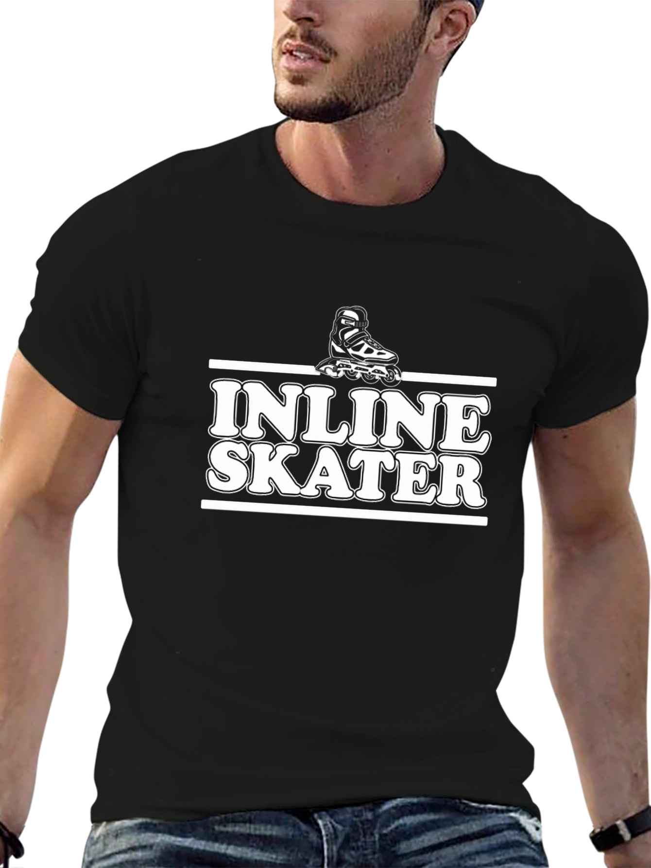 Black Inline Skater Graphic T-Shirt - Black Cotton Tee view 6