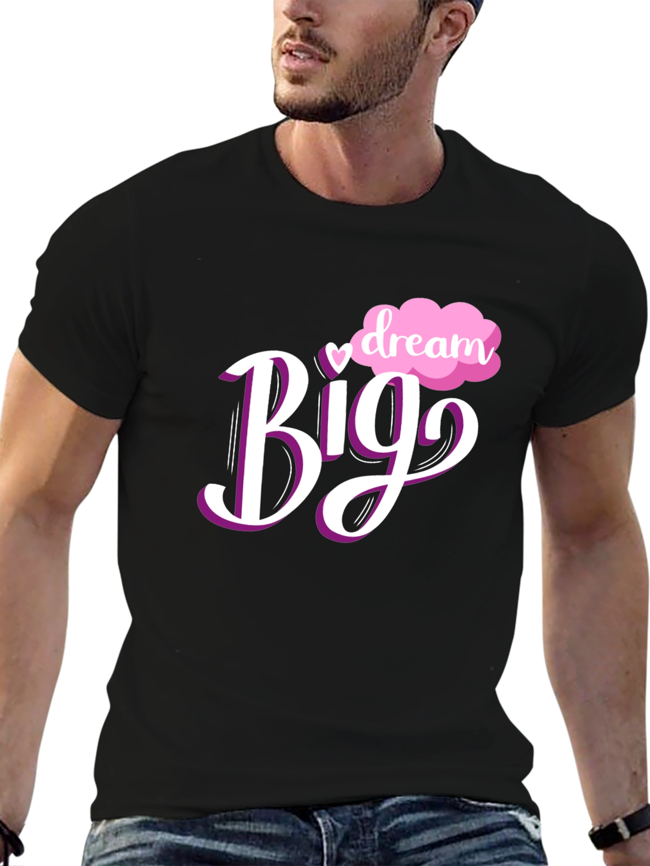 Black Dream Big Graphic Tee - Black Cotton Blend view 6
