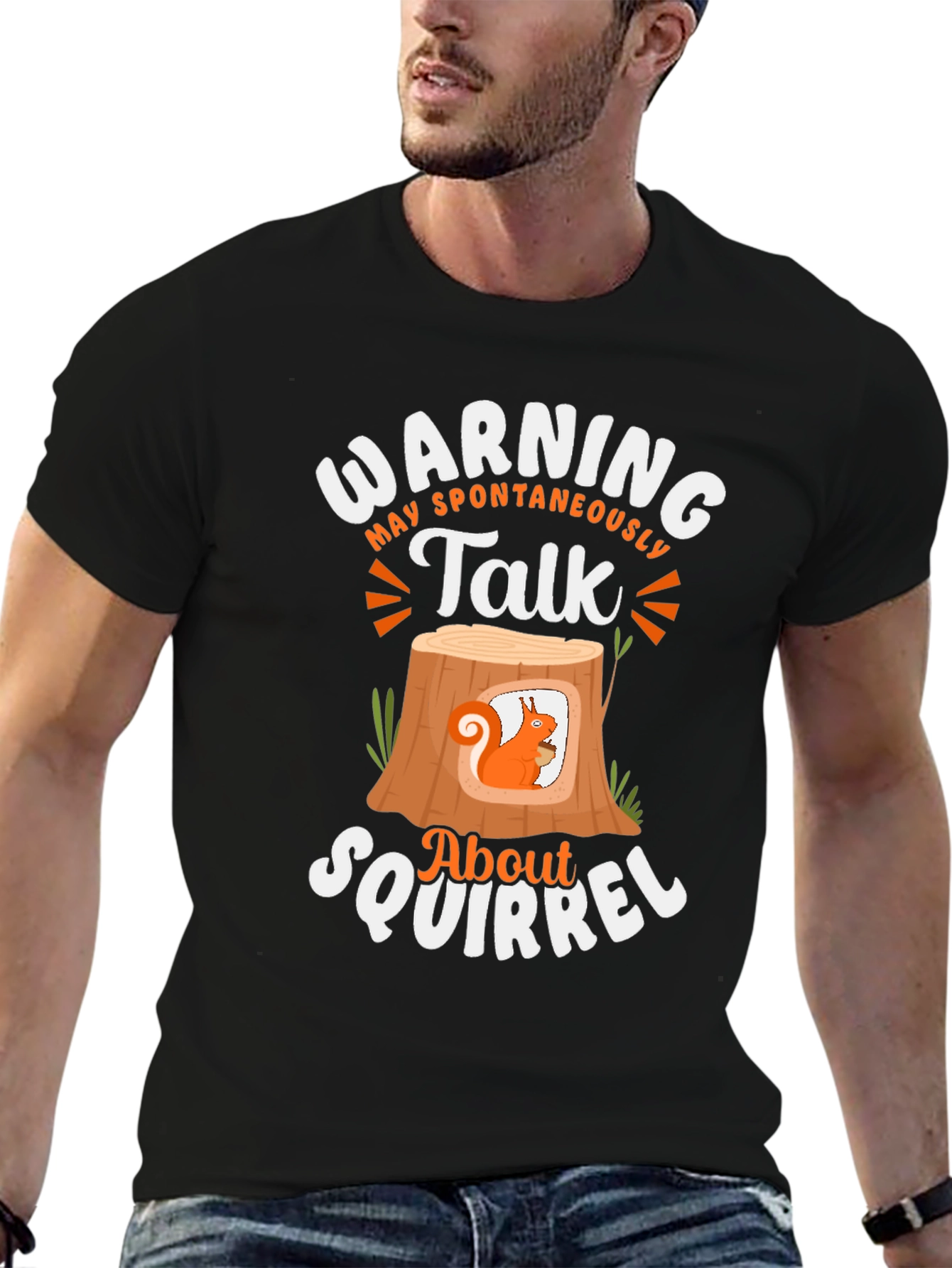 Black Warning Spontaneous Squirrel Talk T-Shirt view 6