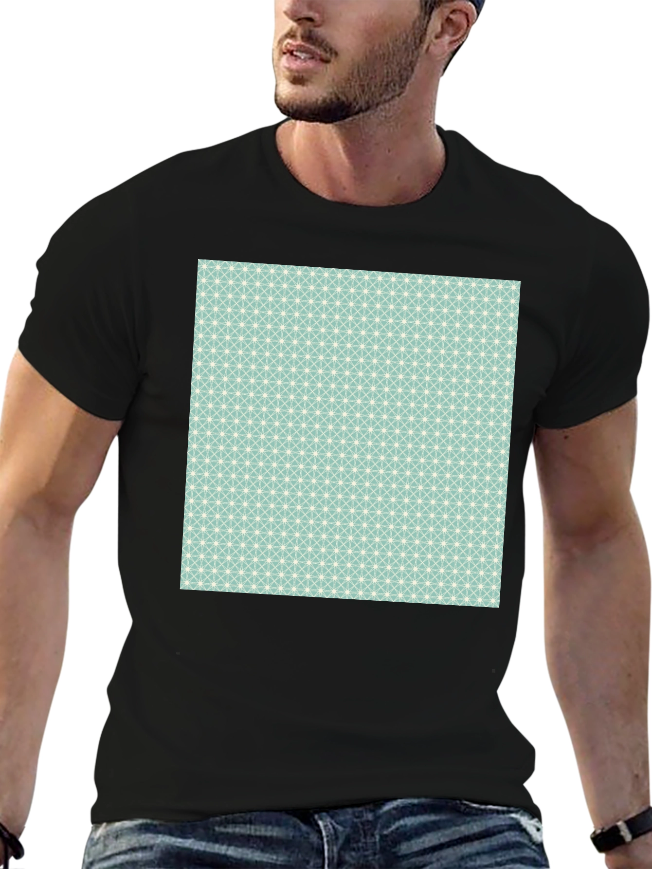 Black Modern Pattern Black T-Shirt view 6