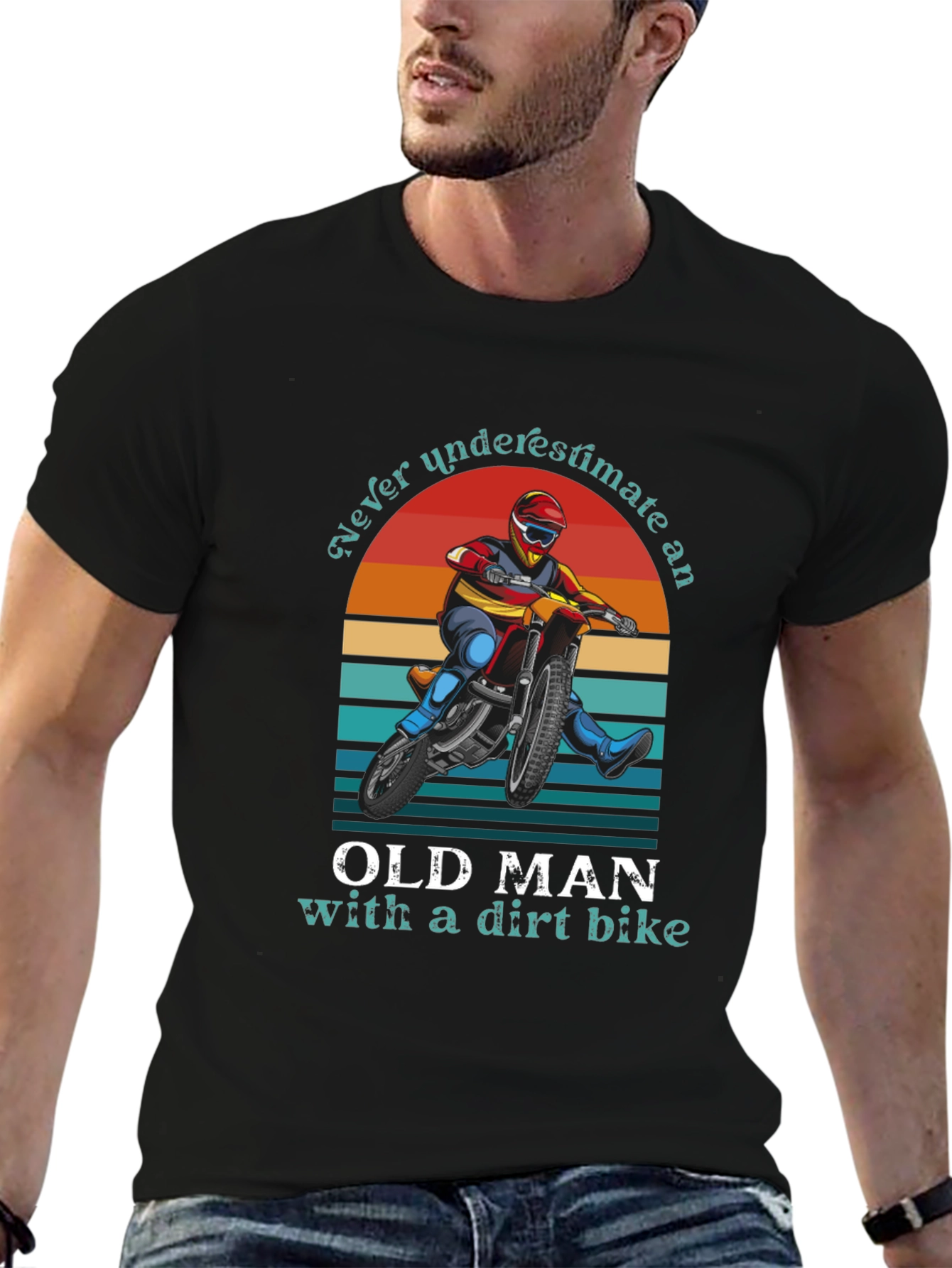 Black Old Man Dirt Bike Graphic Tee view 6