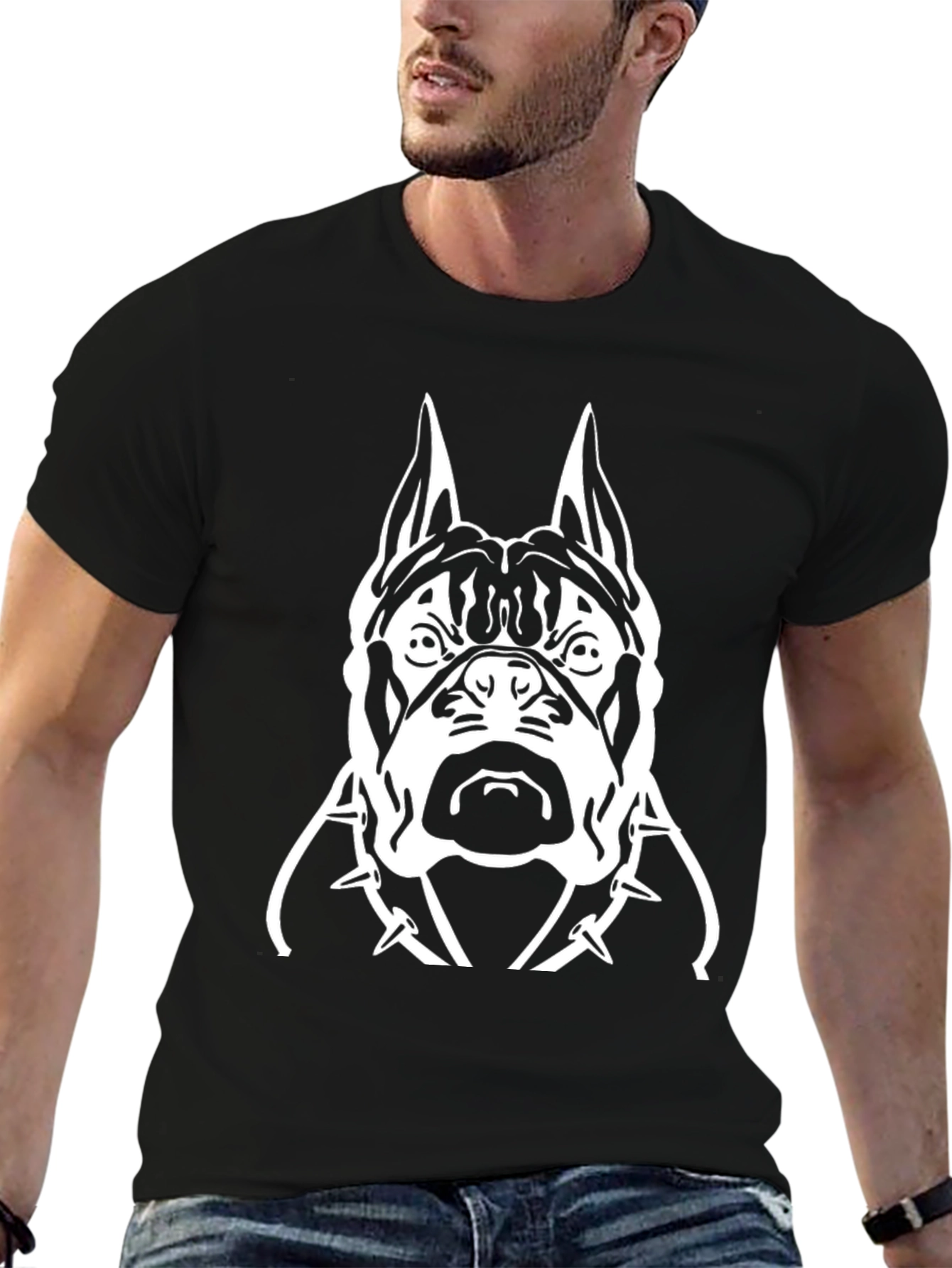 Black Black T-Shirt with Dog Graphic view 6