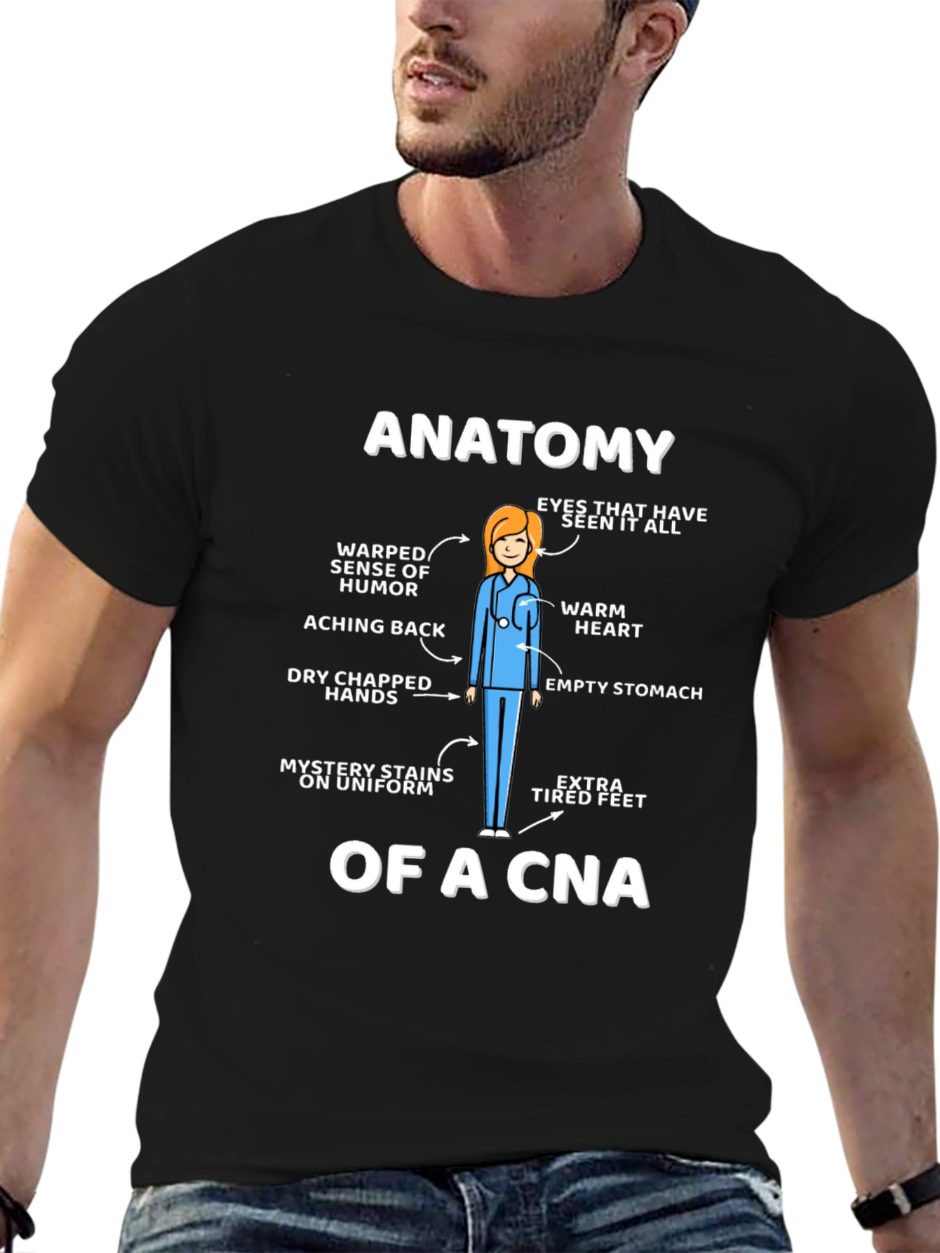Black Anatomy of a CNA Graphic Tee view 6