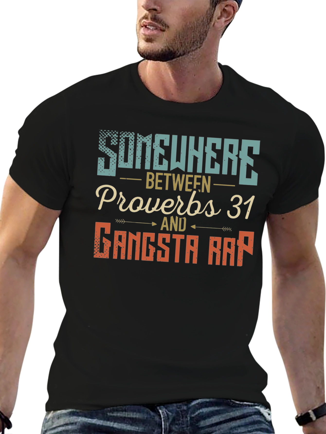 Black Somewhere Between Proverbs & Gangsta Rap T-Shirt view 6