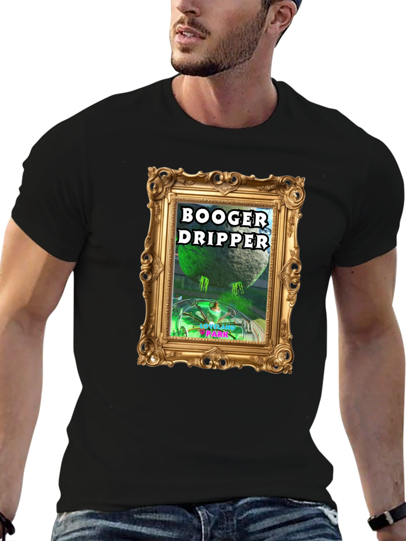 Black Booger Dripper Graphic T-Shirt - Unique Design view 6