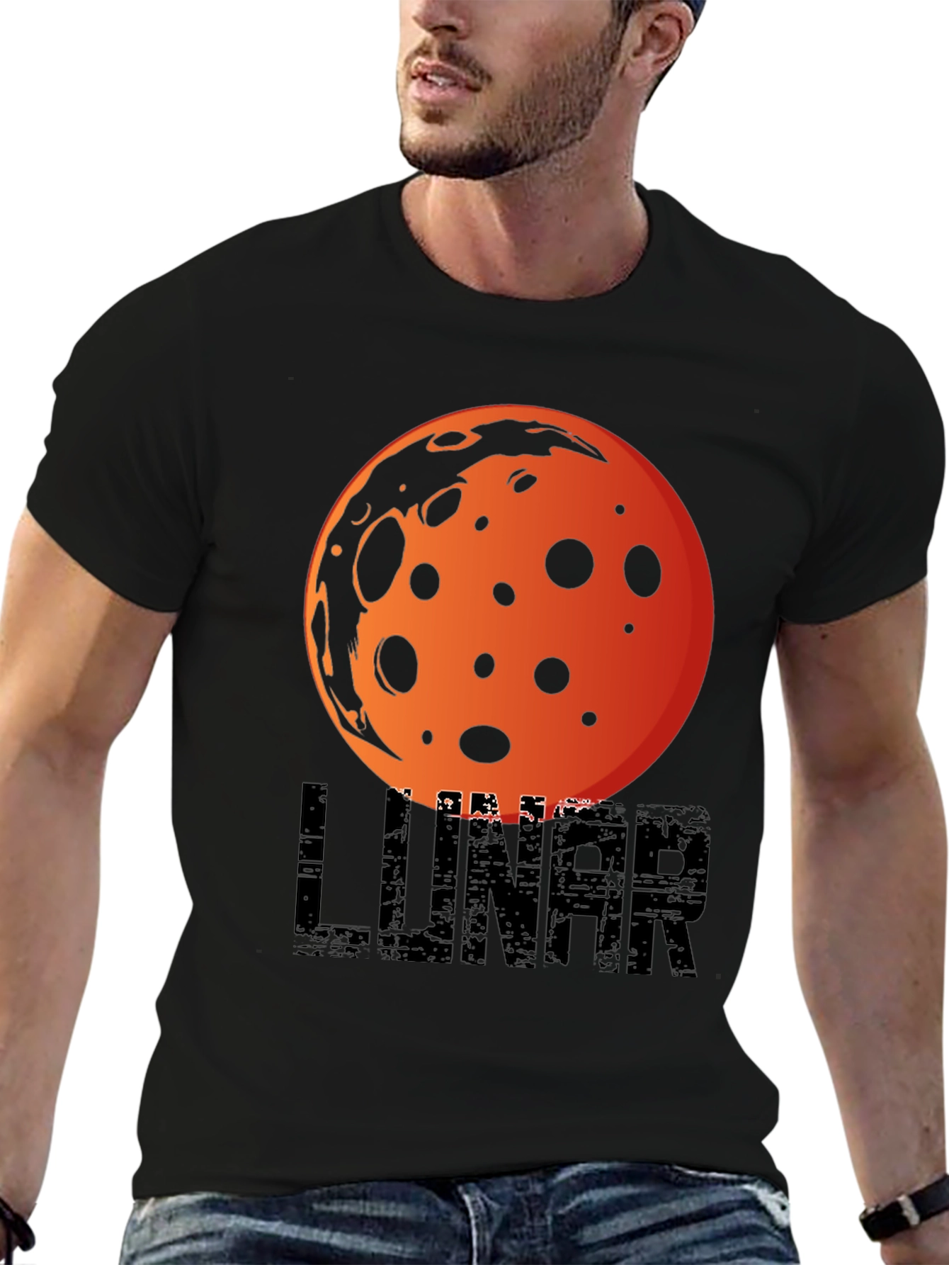 Black Lunar Graphic T-Shirt -  Space Inspired Design view 6