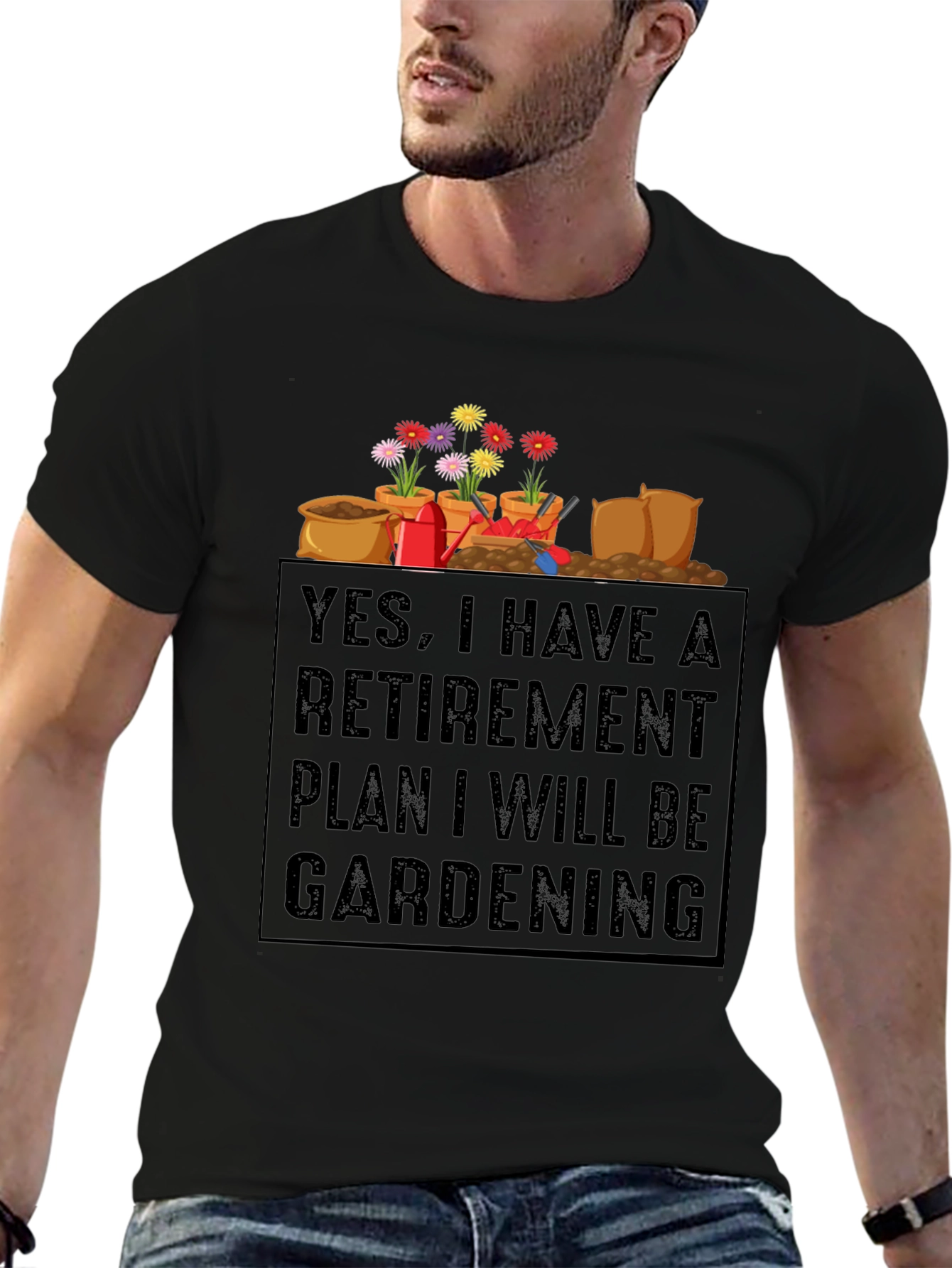 Black Retirement Gardening Plan Graphic Tee view 6