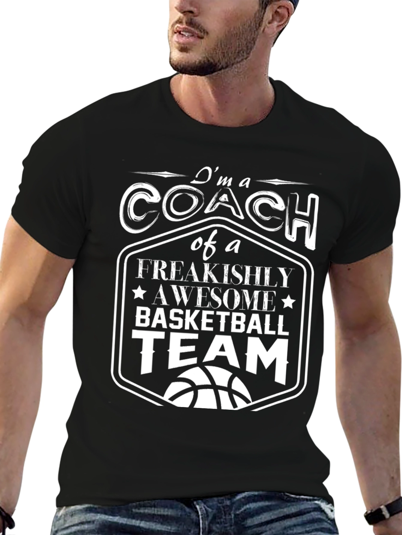 Black Coach Basketball Team Graphic T-Shirt view 6