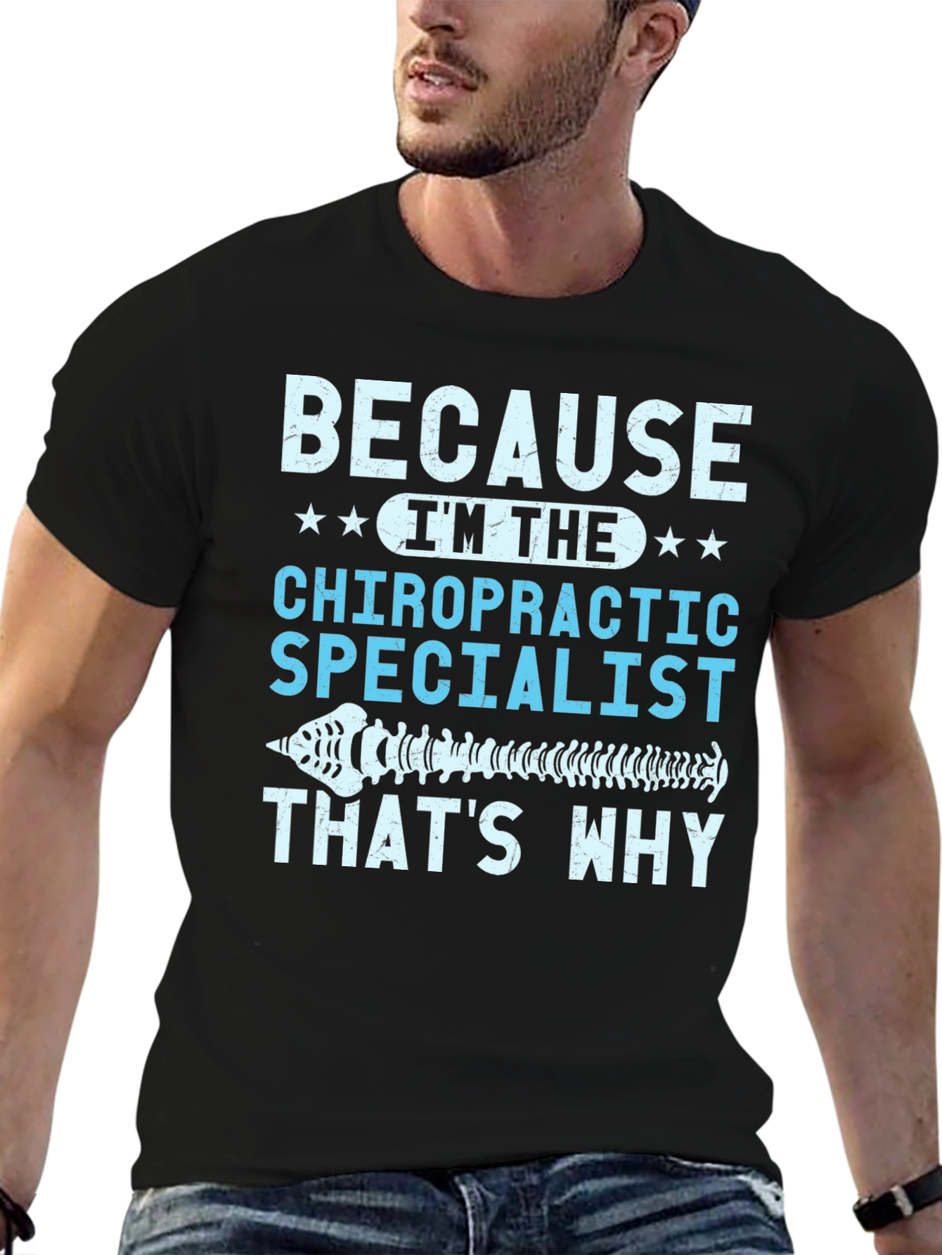 Black Chiropractic Specialist T-Shirt view 6