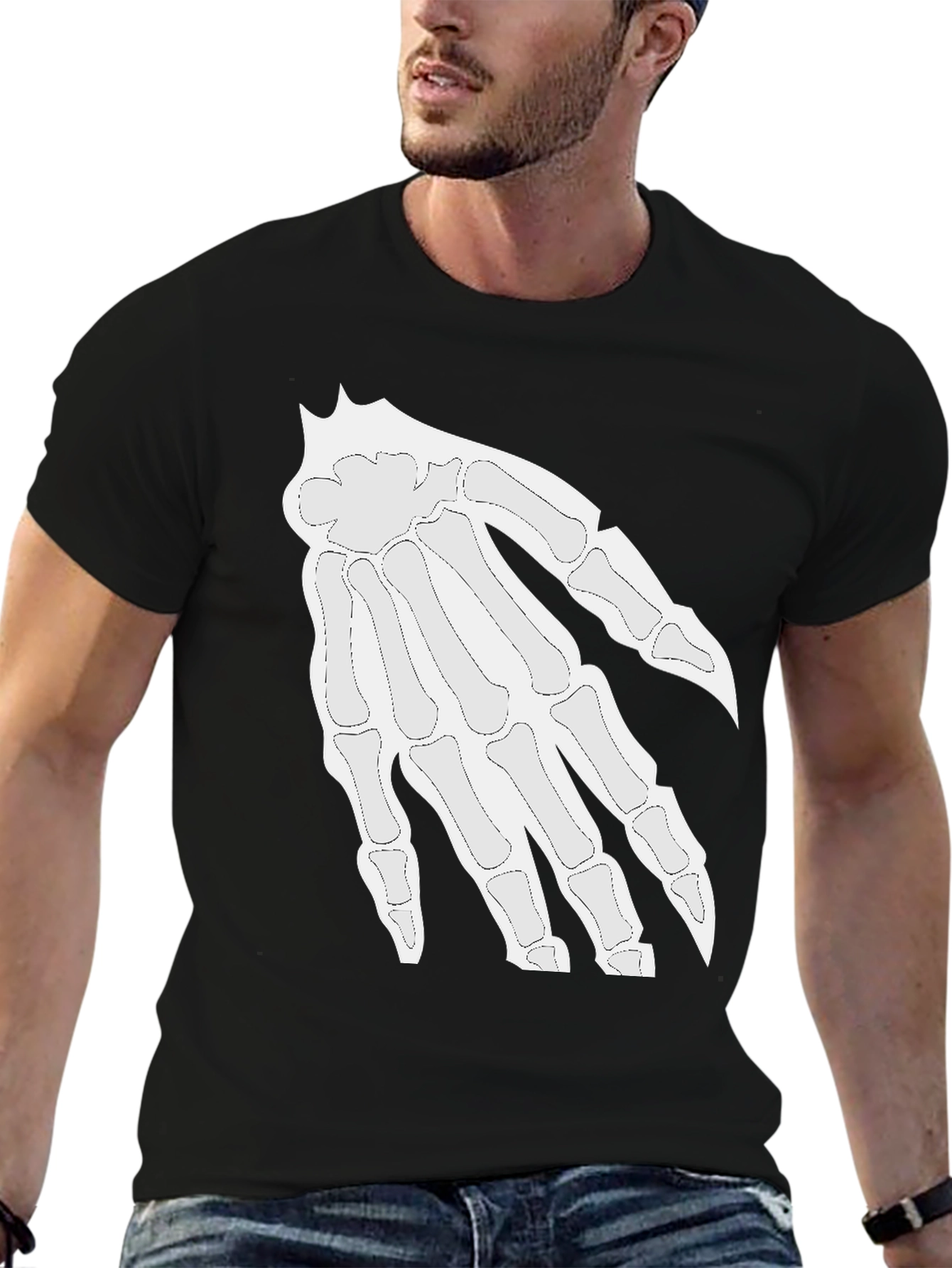 Black Skeleton Hand Graphic Tee - Halloween Ready! view 6