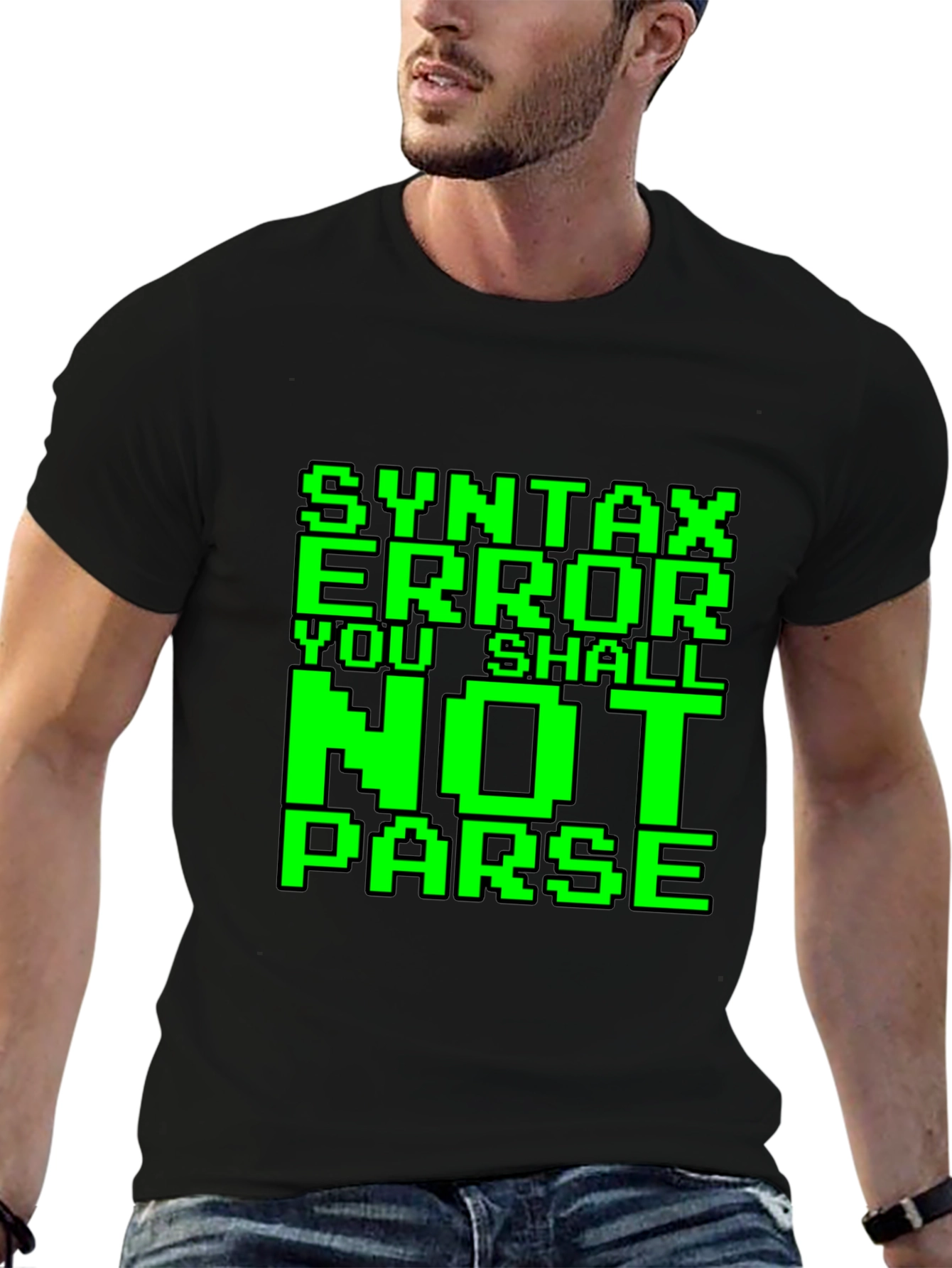 Black Syntax Error You Shall Not Parse Funny Programmer T-Shirt view 6
