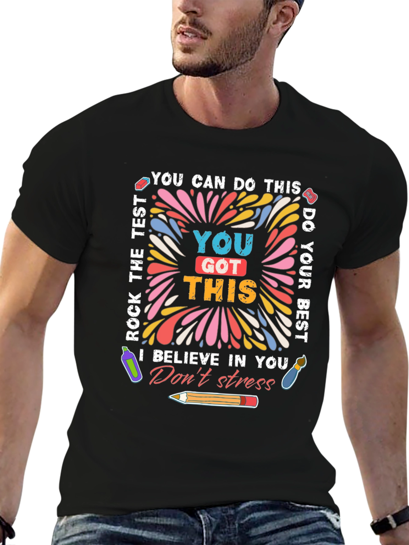 Black Motivational Test T-Shirt You Got This Exam Tee view 6