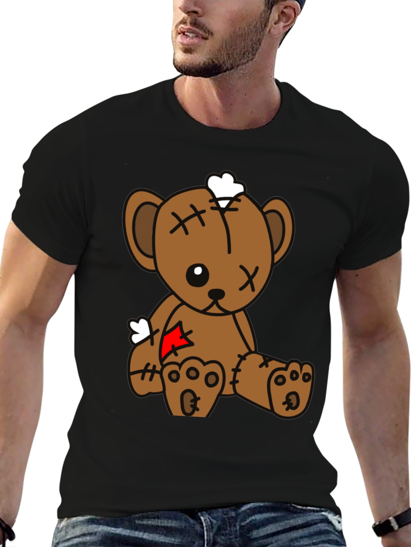 Black Teddy Bear Graphic Tee - Black Cotton Blend view 6