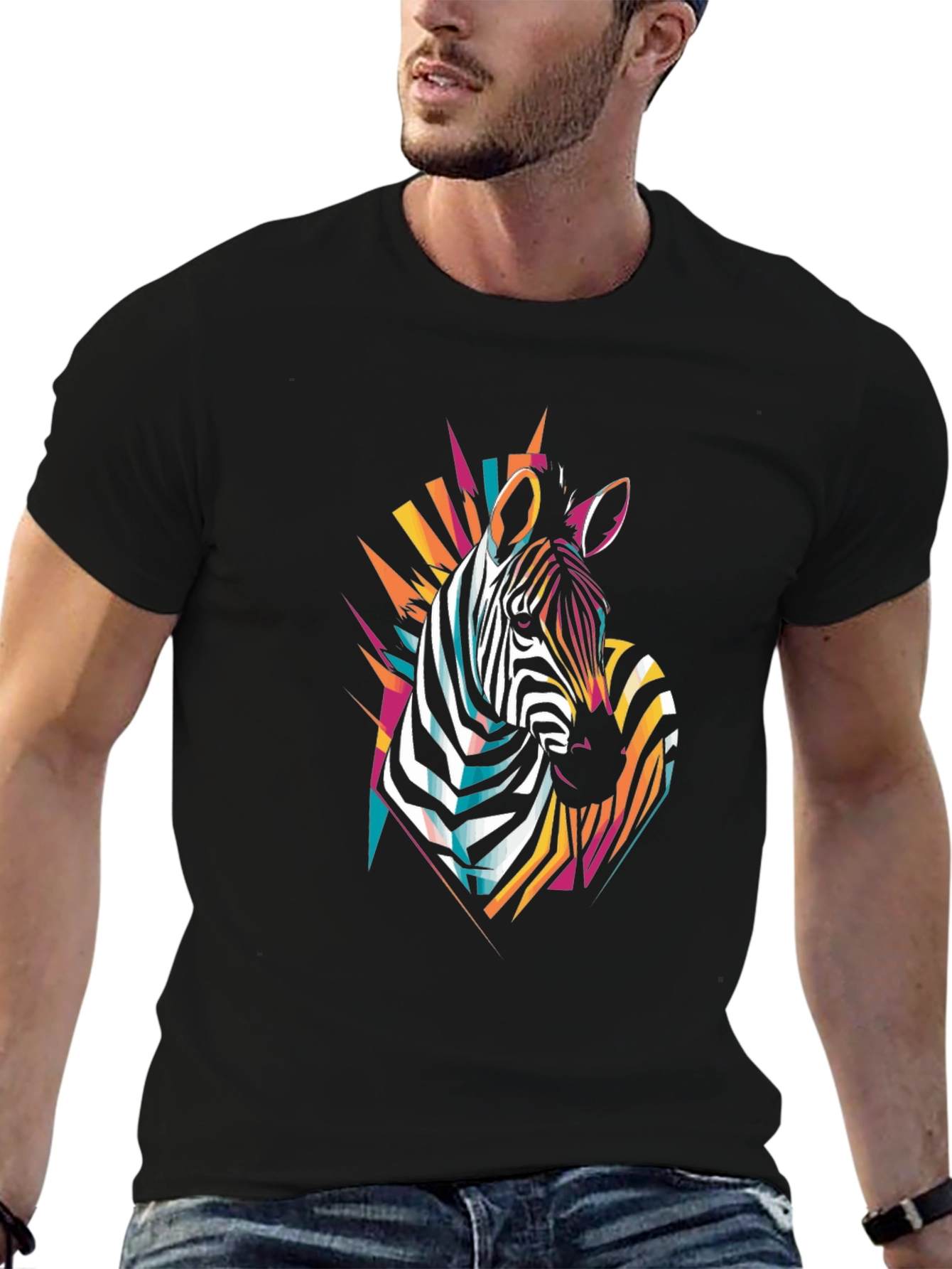 Black Zebra Graphic T-Shirt - Bold Artistic Design view 6