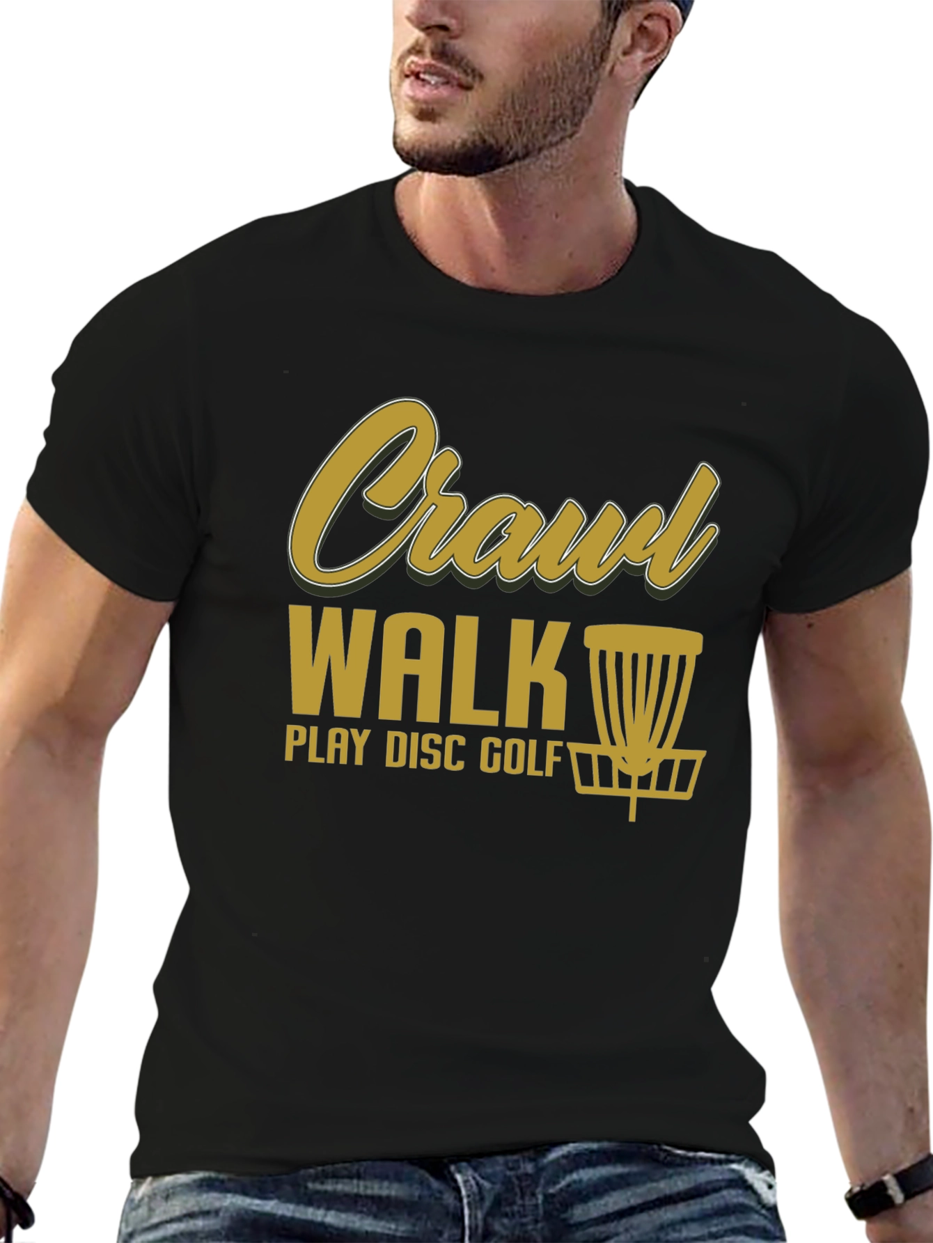 Black Crawl Walk Play Disc Golf T-Shirt view 6