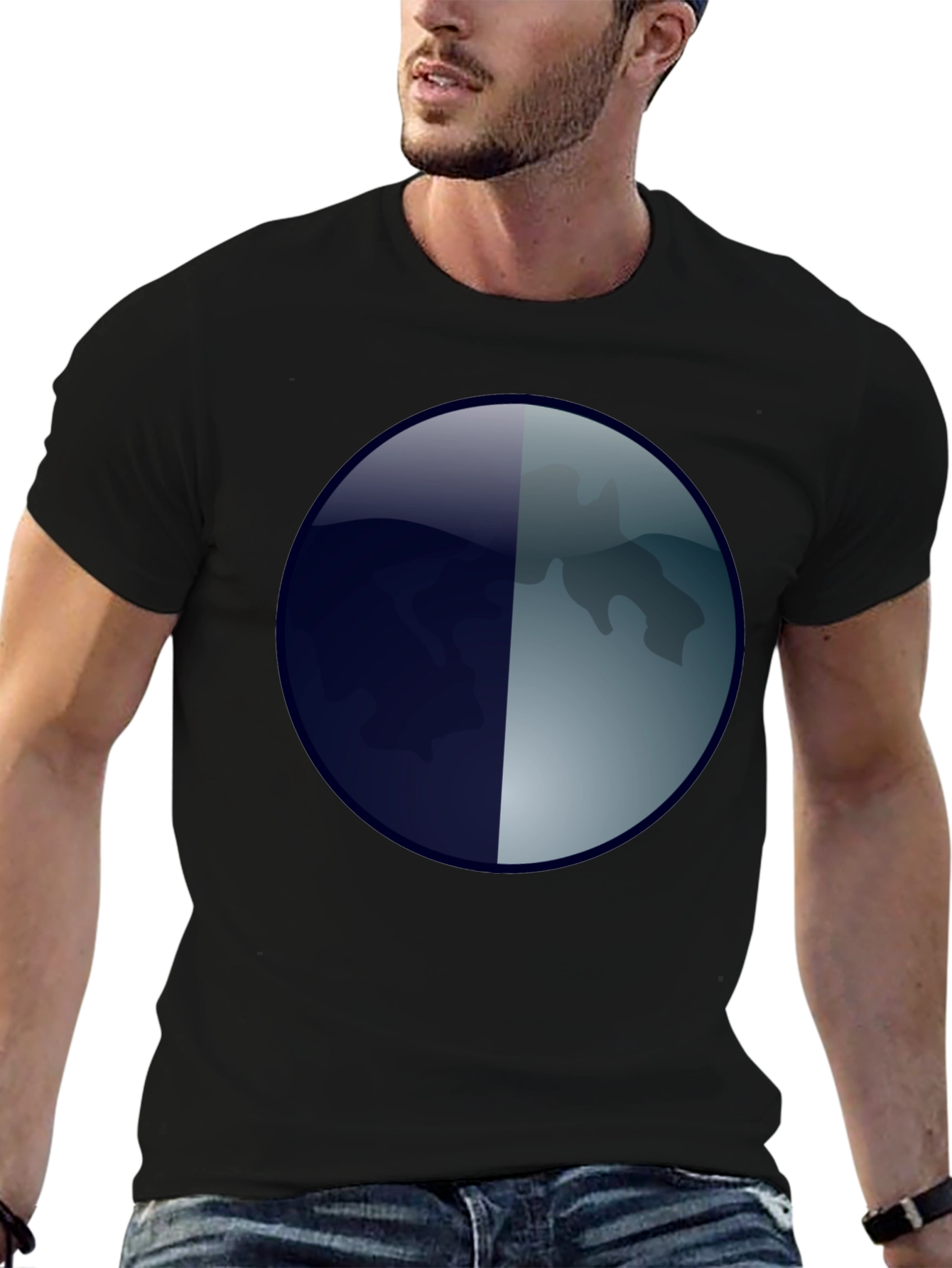 Black Abstract Moon Graphic T-Shirt - Men's Black Tee view 6