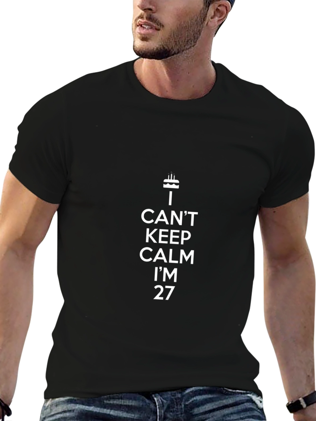 Black I Can't Keep Calm I'm 27 T-Shirt view 6