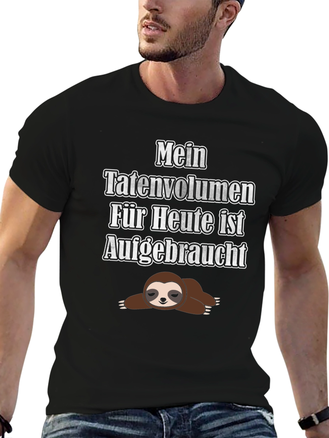 Black Funny Sloth T-Shirt - Mein Tatenvolumen Für Heute Ist Aufgebraucht view 6