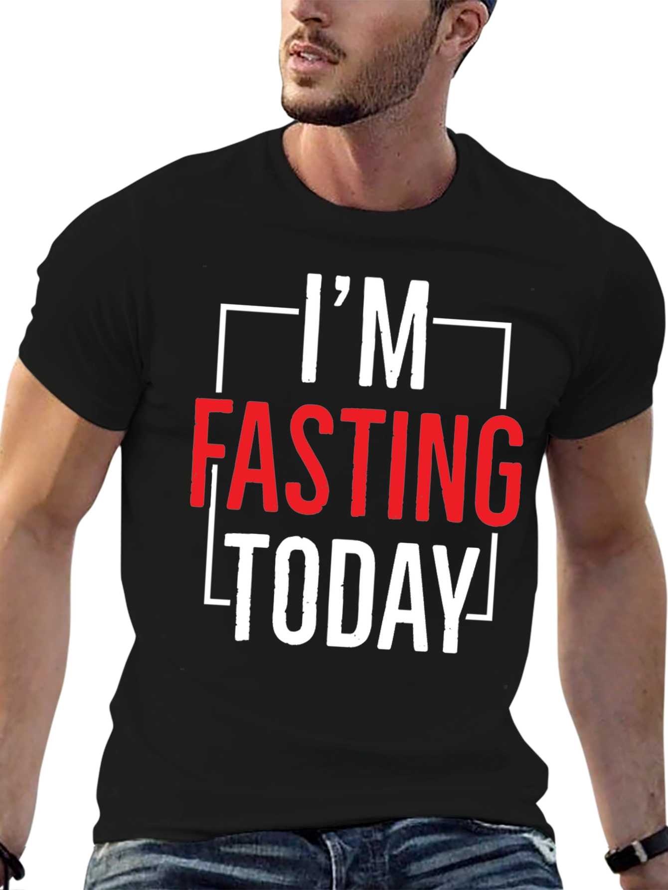 Black I'm Fasting Today Graphic Tee - Black view 6