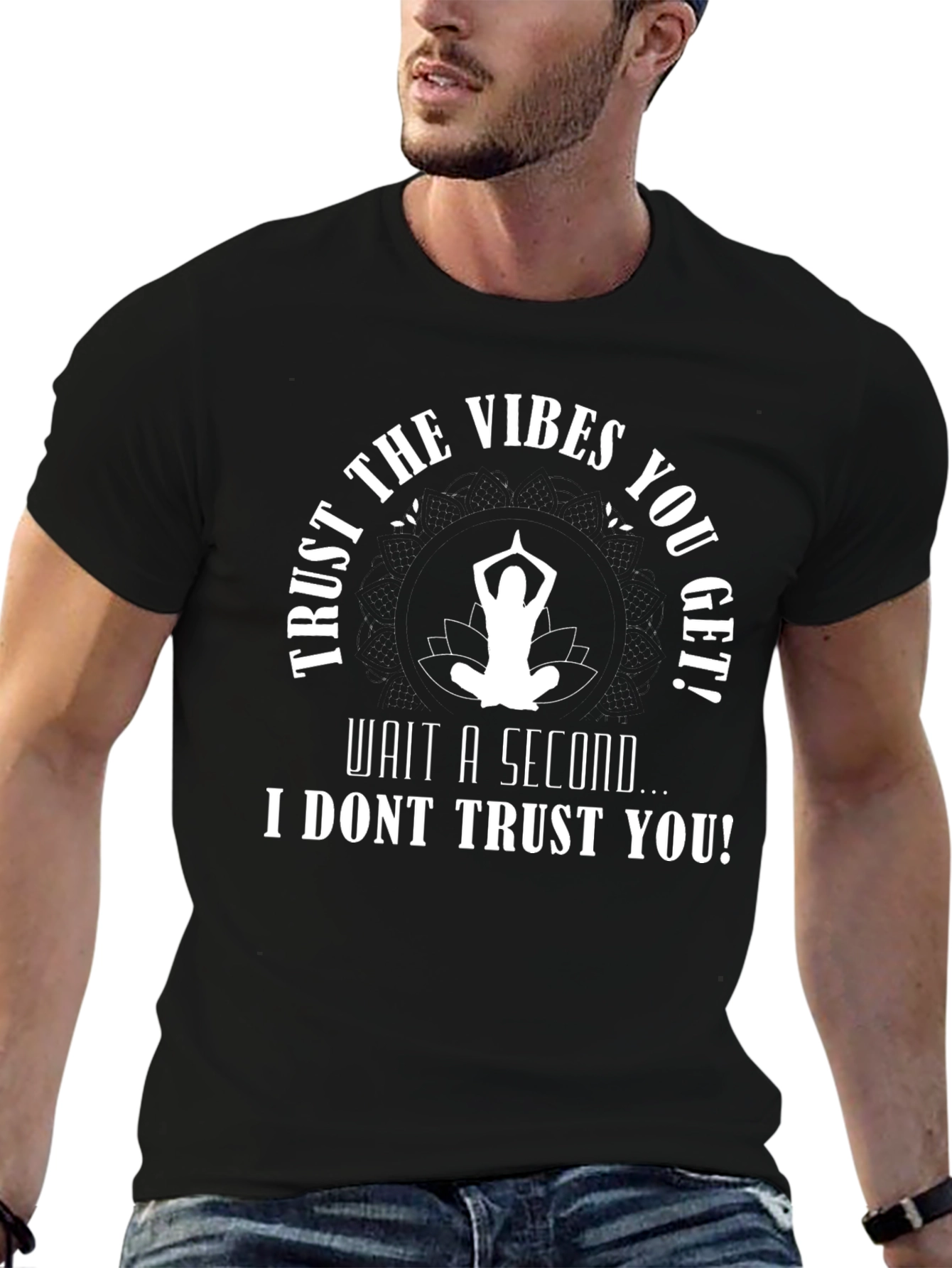 Black Trust the Vibes Funny Graphic Tee view 6