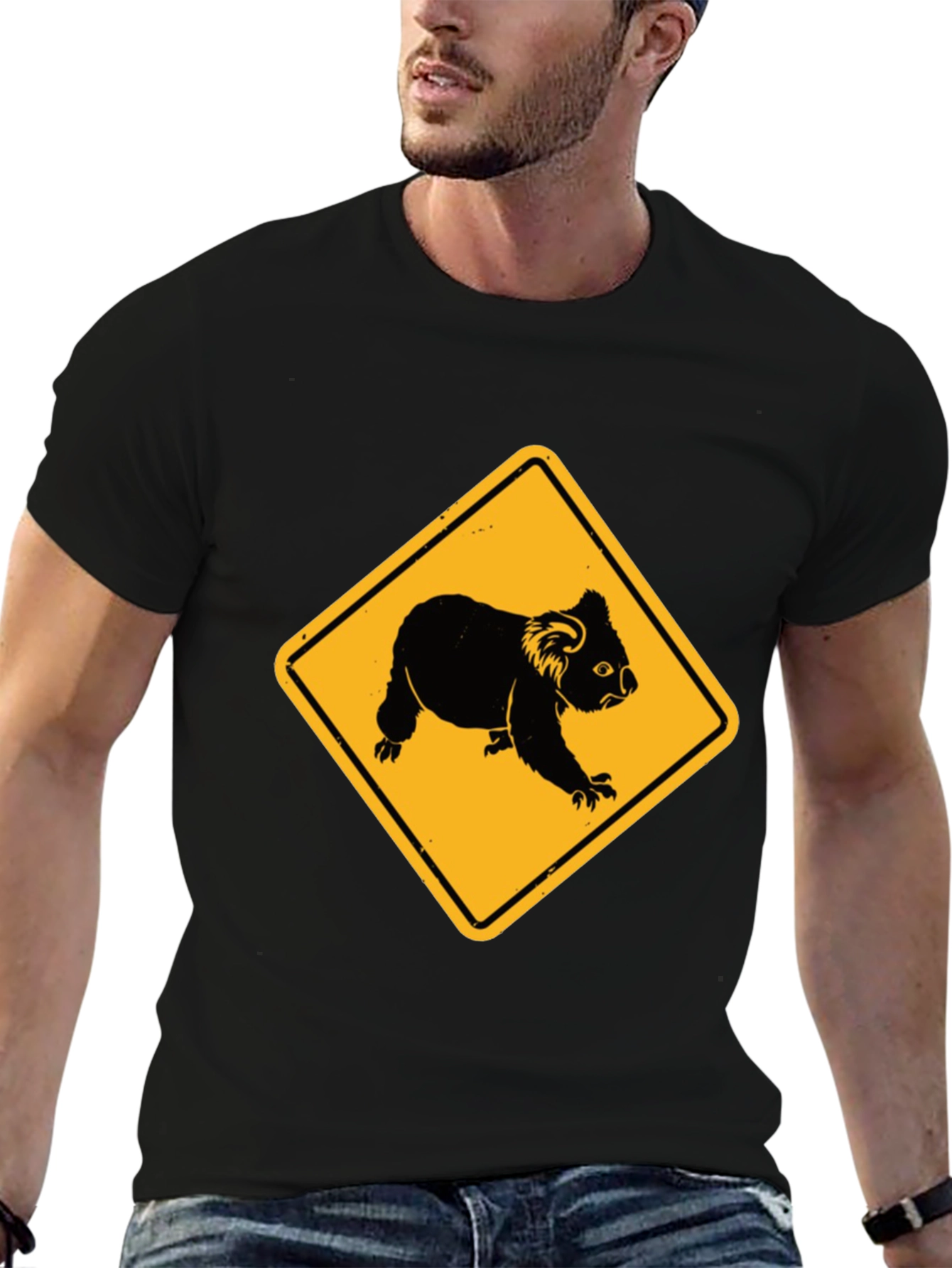 Black Koala Crossing Black T-Shirt view 6