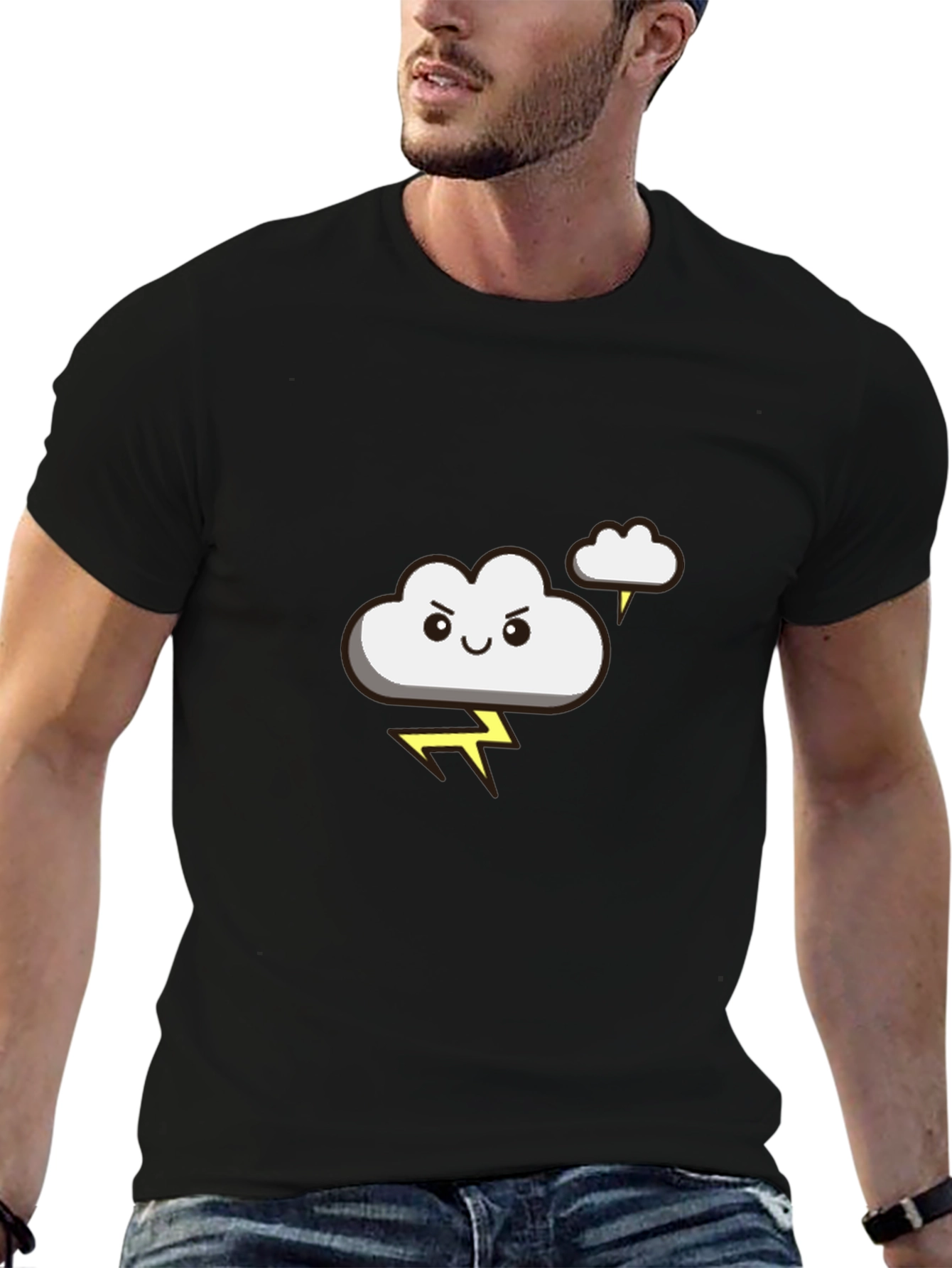 Black Funny Storm Cloud Graphic Tee - Black T-Shirt view 6