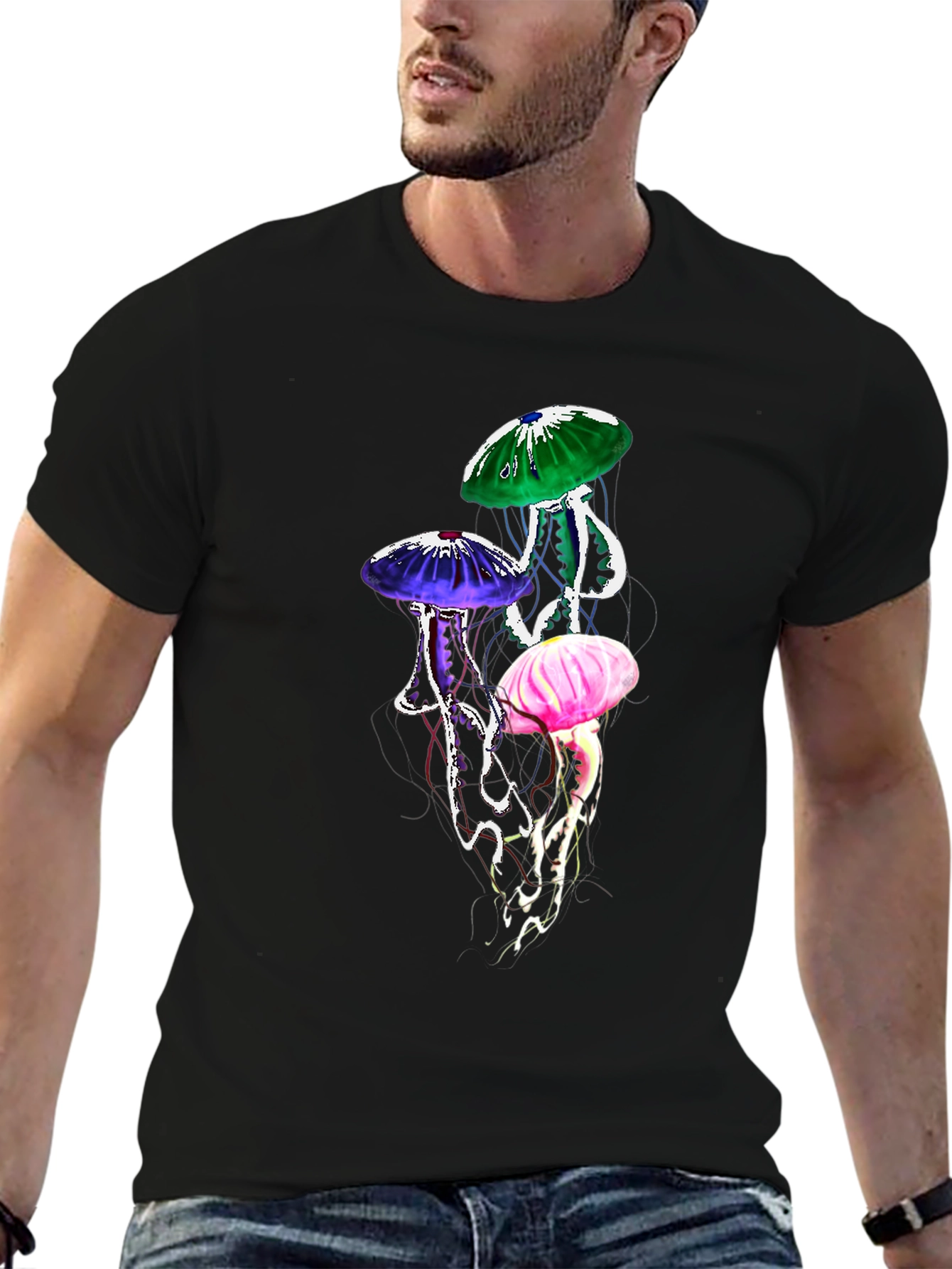 Black Jellyfish Graphic Tee - Unique Design view 6