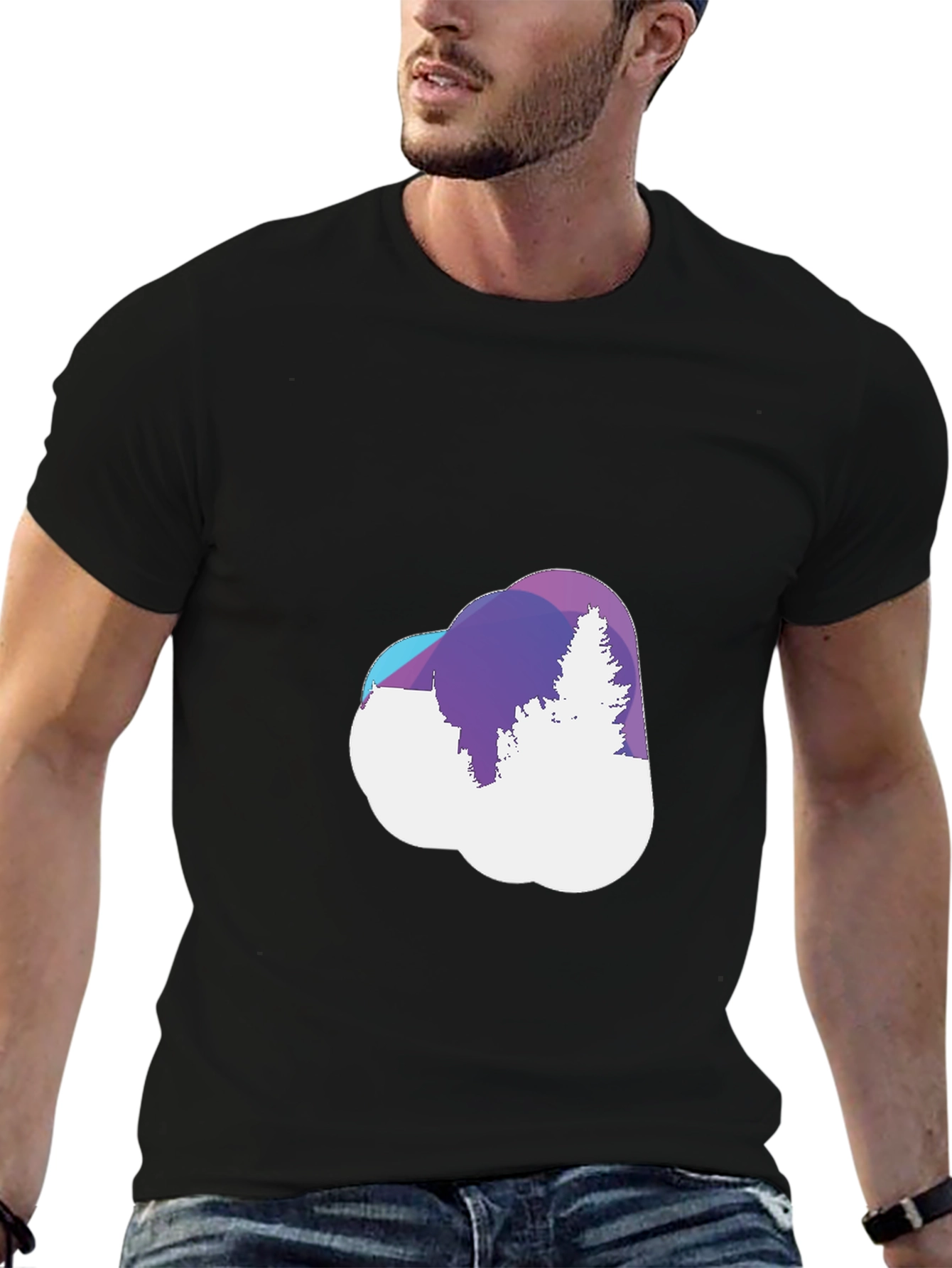 Black Abstract Forest Cloud Tee - Stylish Graphic T-Shirt view 6