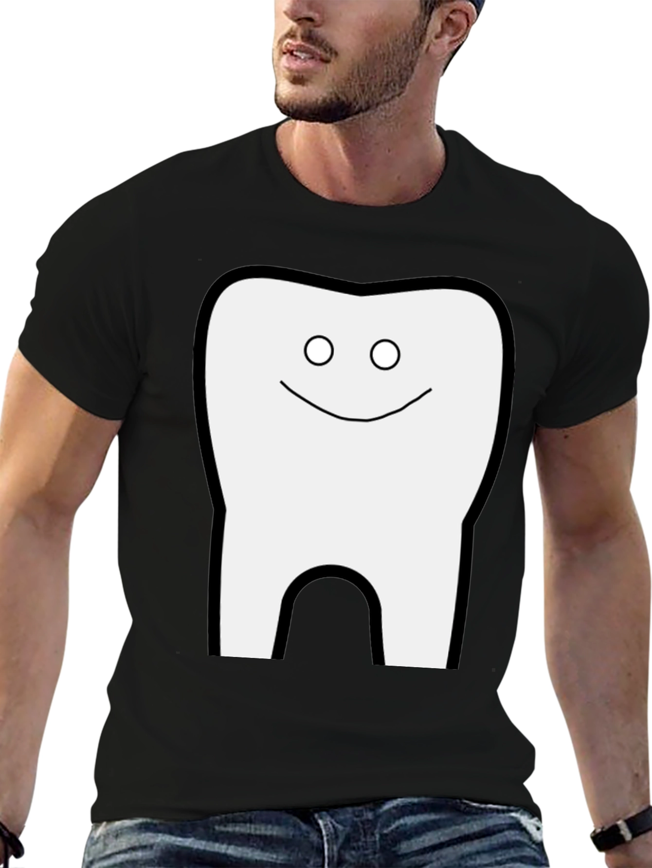 Black Funny Tooth Graphic Black T-Shirt view 6