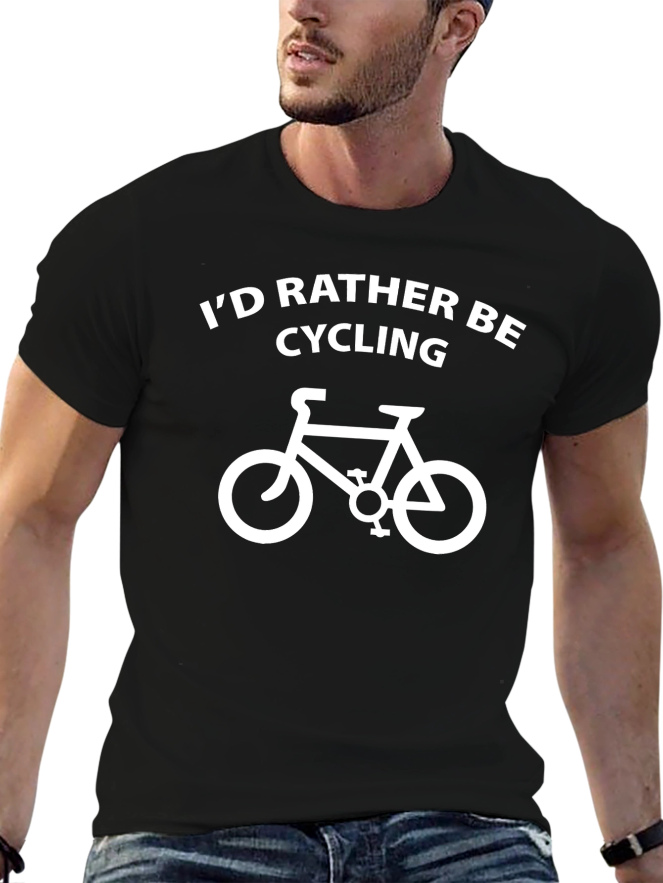Black Cycling Fan T-Shirt - I'd Rather Be Cycling view 6