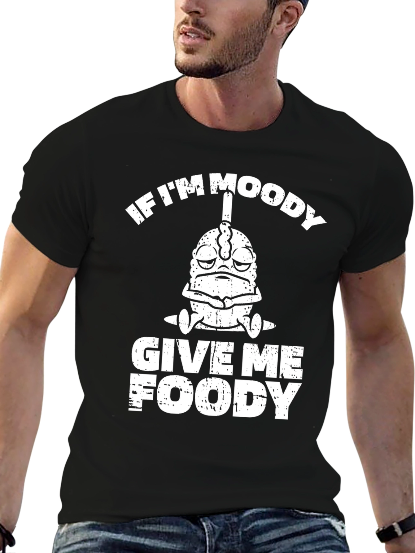 Black Moody Foody T-Shirt - Funny Graphic Tee view 6