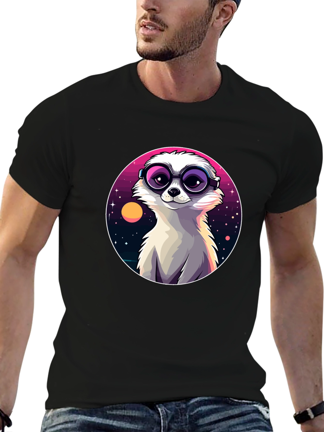 Cool Meerkat Tee - Retro Space Design - 6