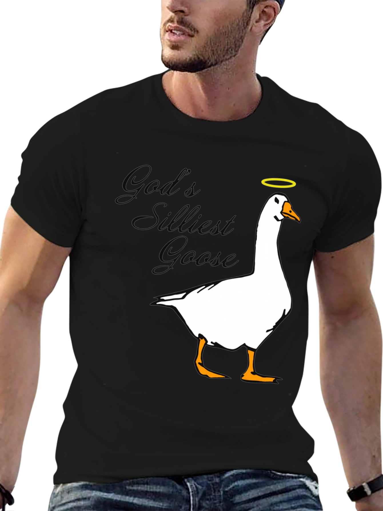 Black God's Silliest Goose T-Shirt - Black view 6
