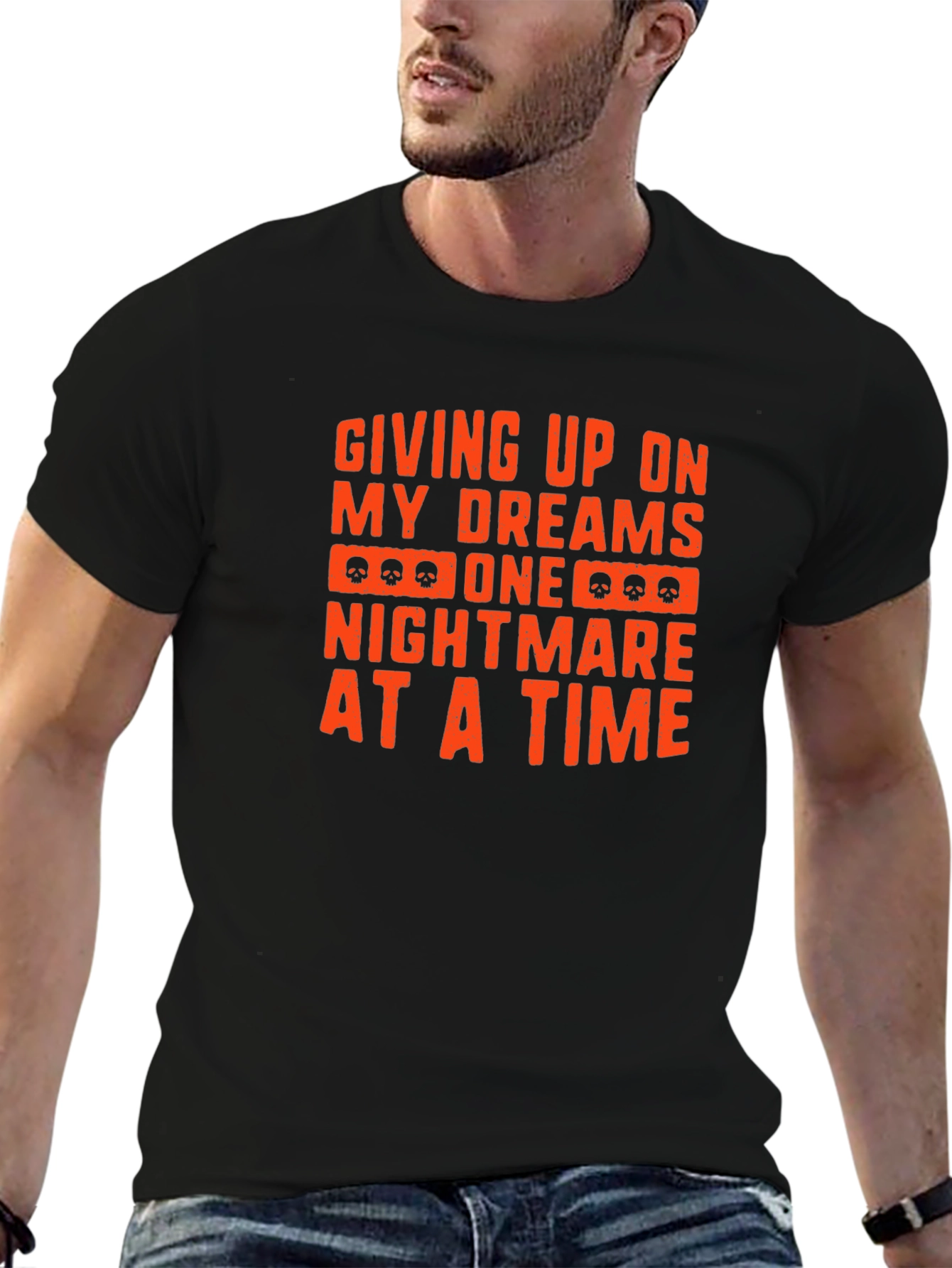 Black "Giving Up On My Dreams" Graphic Print T-Shirt view 6