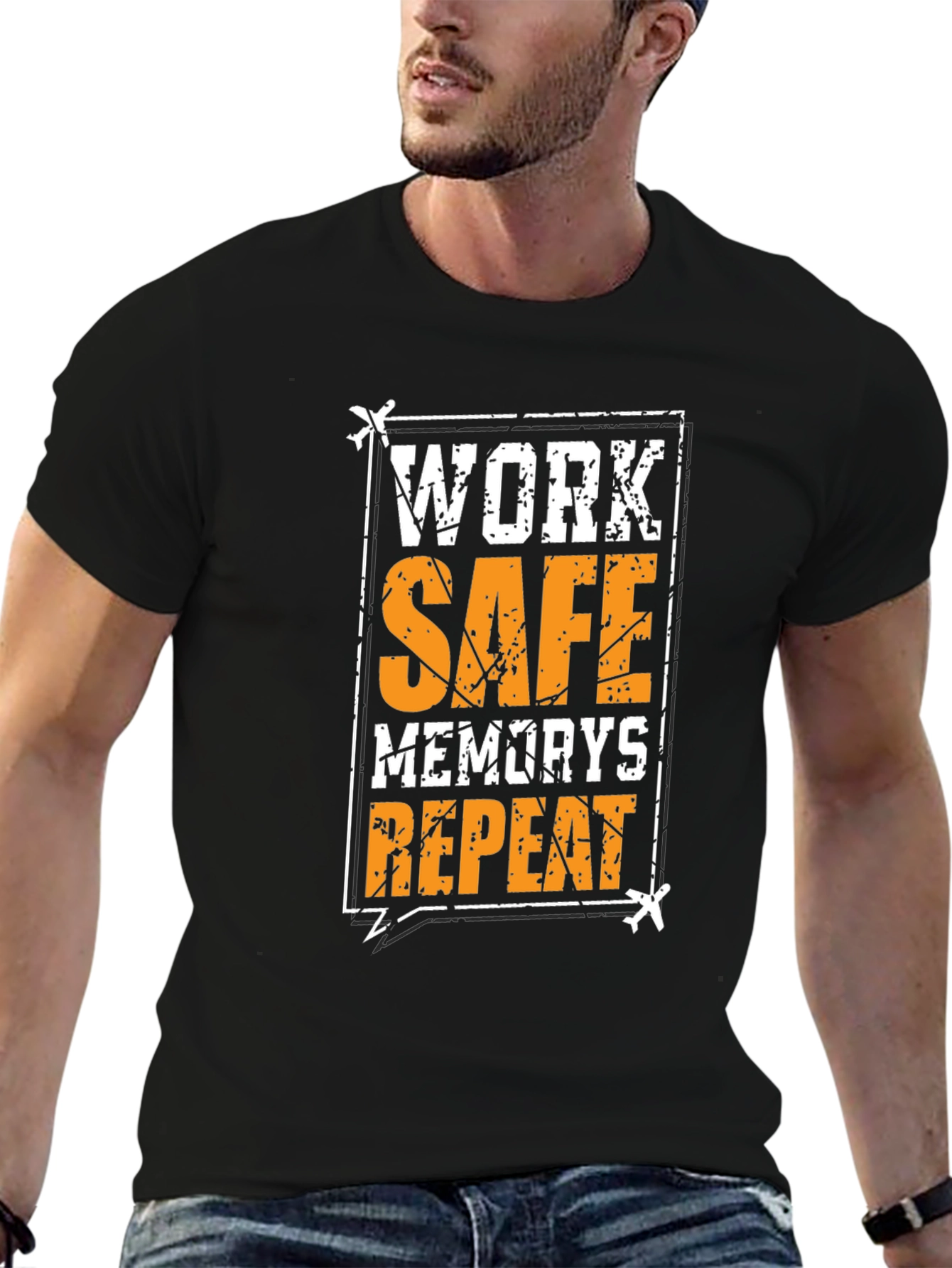 Black Work Safe Memories Repeat Black T-Shirt view 6