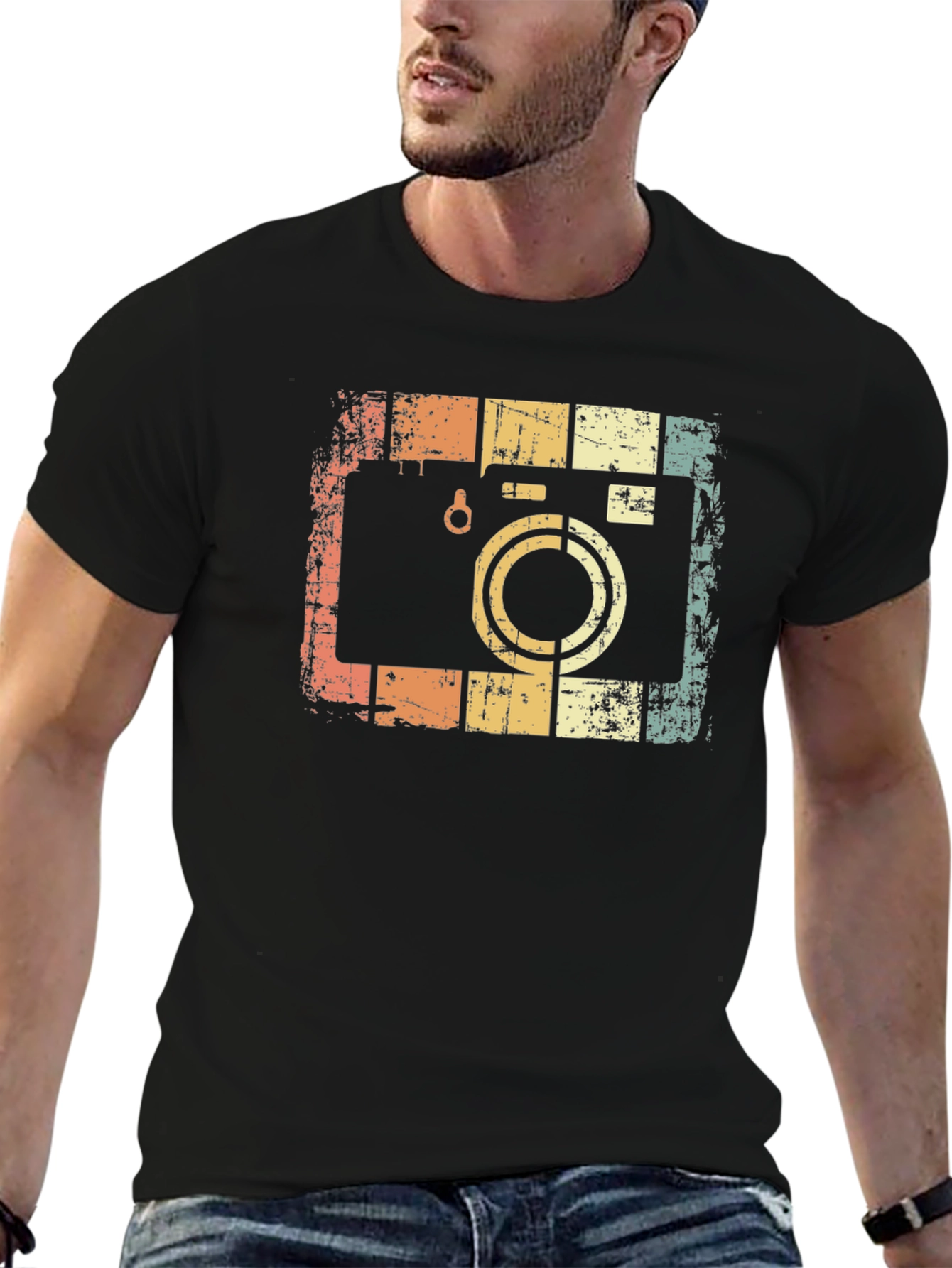 Black Retro Camera Graphic T-Shirt - Vintage Style Tee view 6