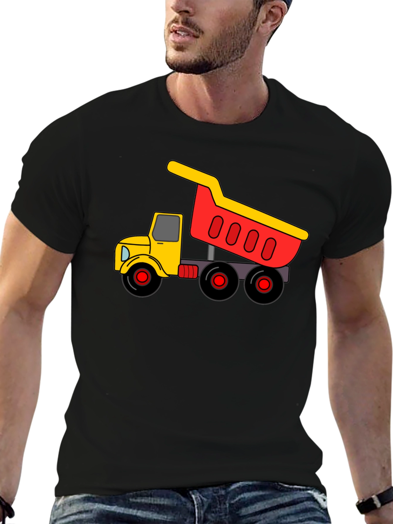 Black Dump Truck Graphic Tee - Black Cotton Blend view 6