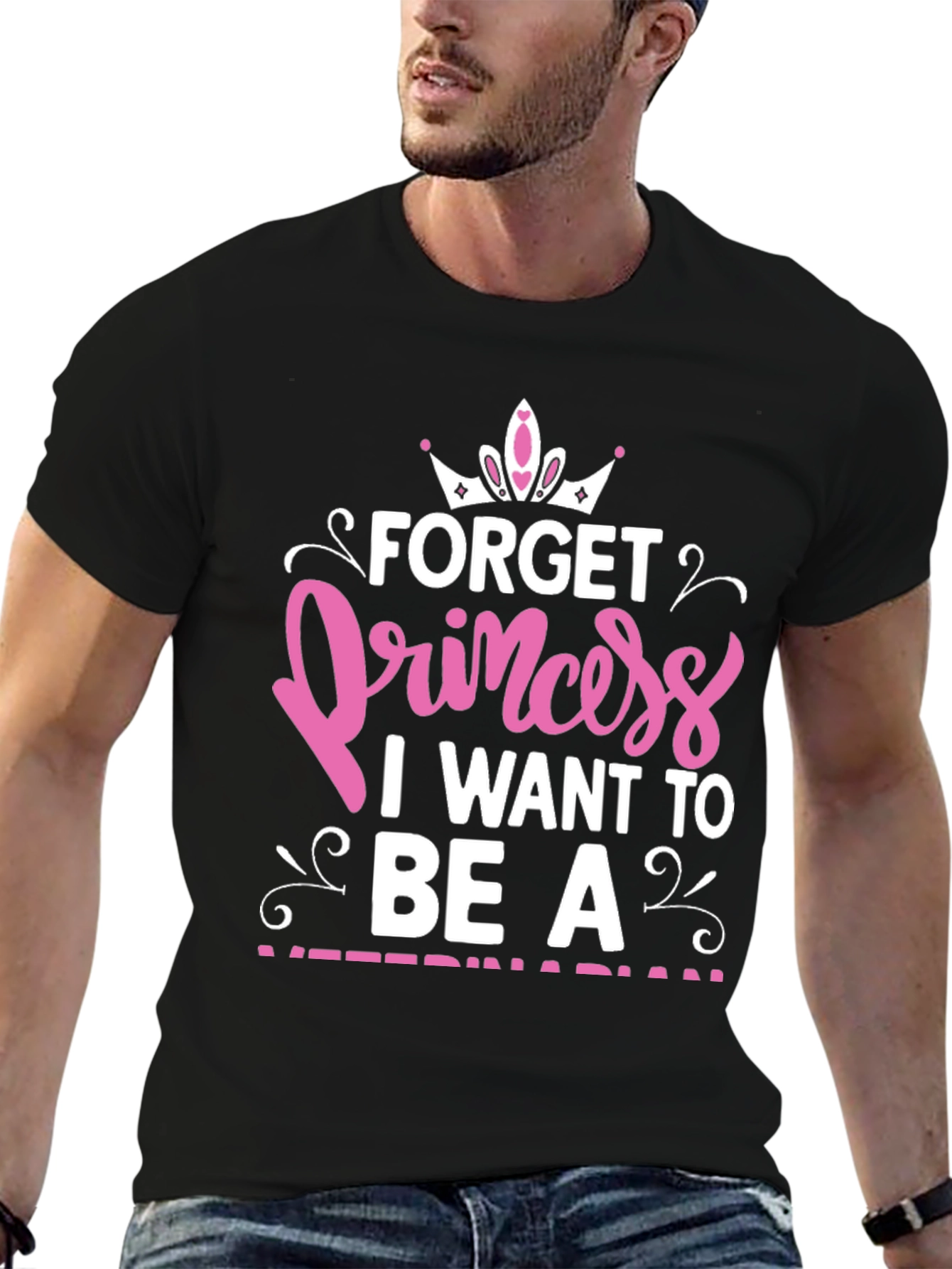 Black Forget Princess T-Shirt - Veterinarian view 6
