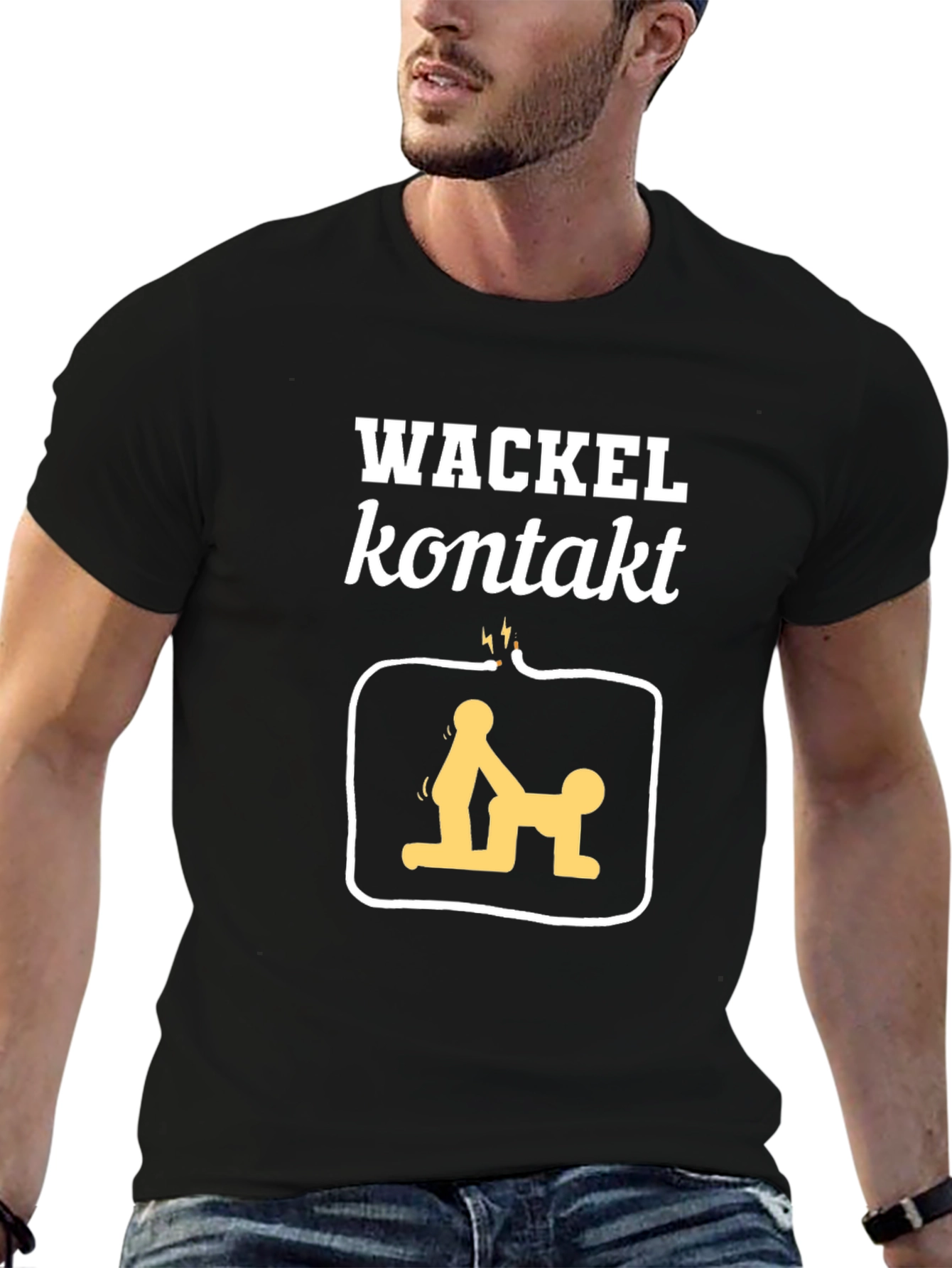Black Wackel Kontakt T-Shirt - Graphic Tee Novelty view 6