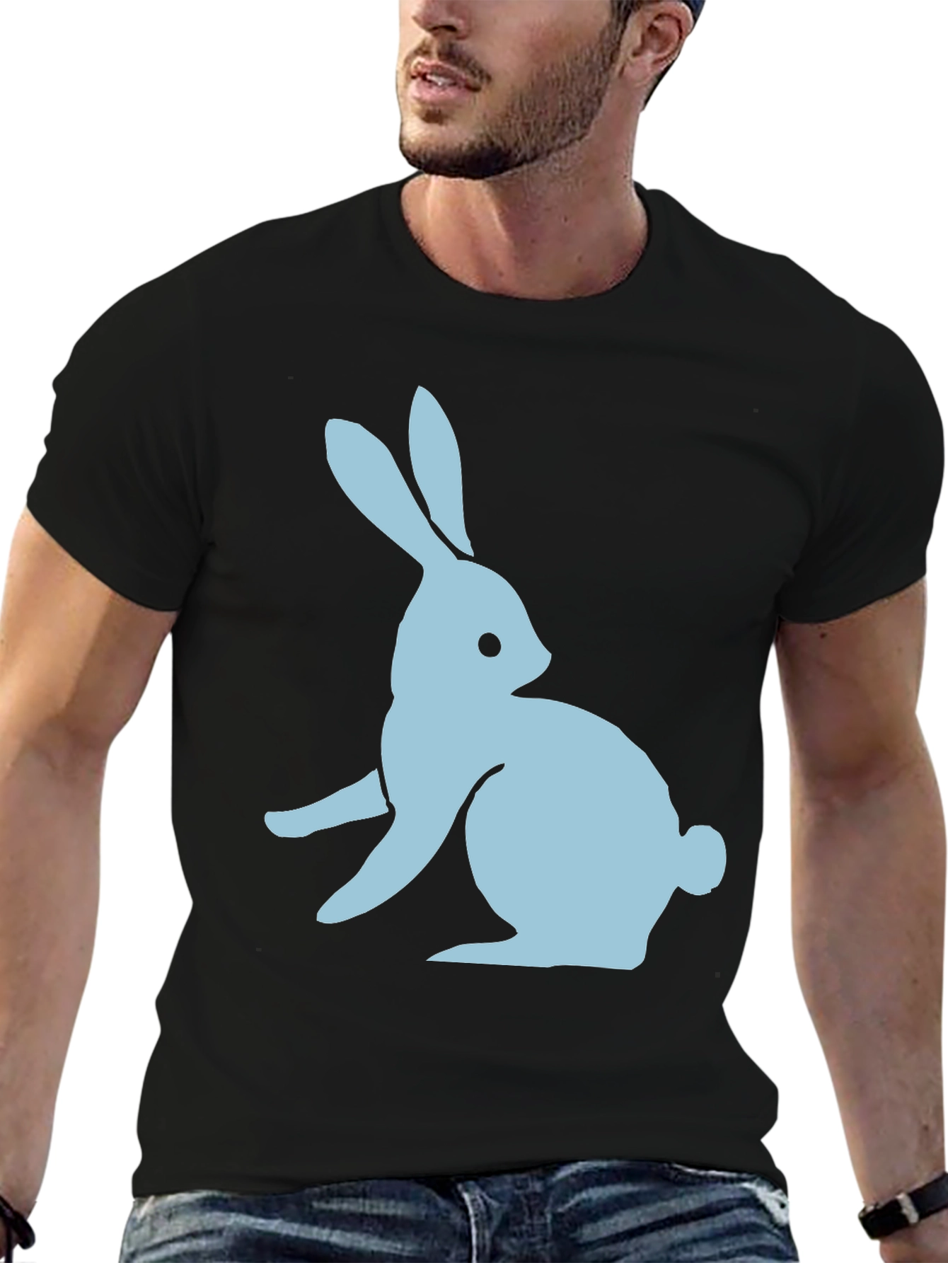 Black Bunny Graphic Tee - Soft Cotton Casual Wear view 6